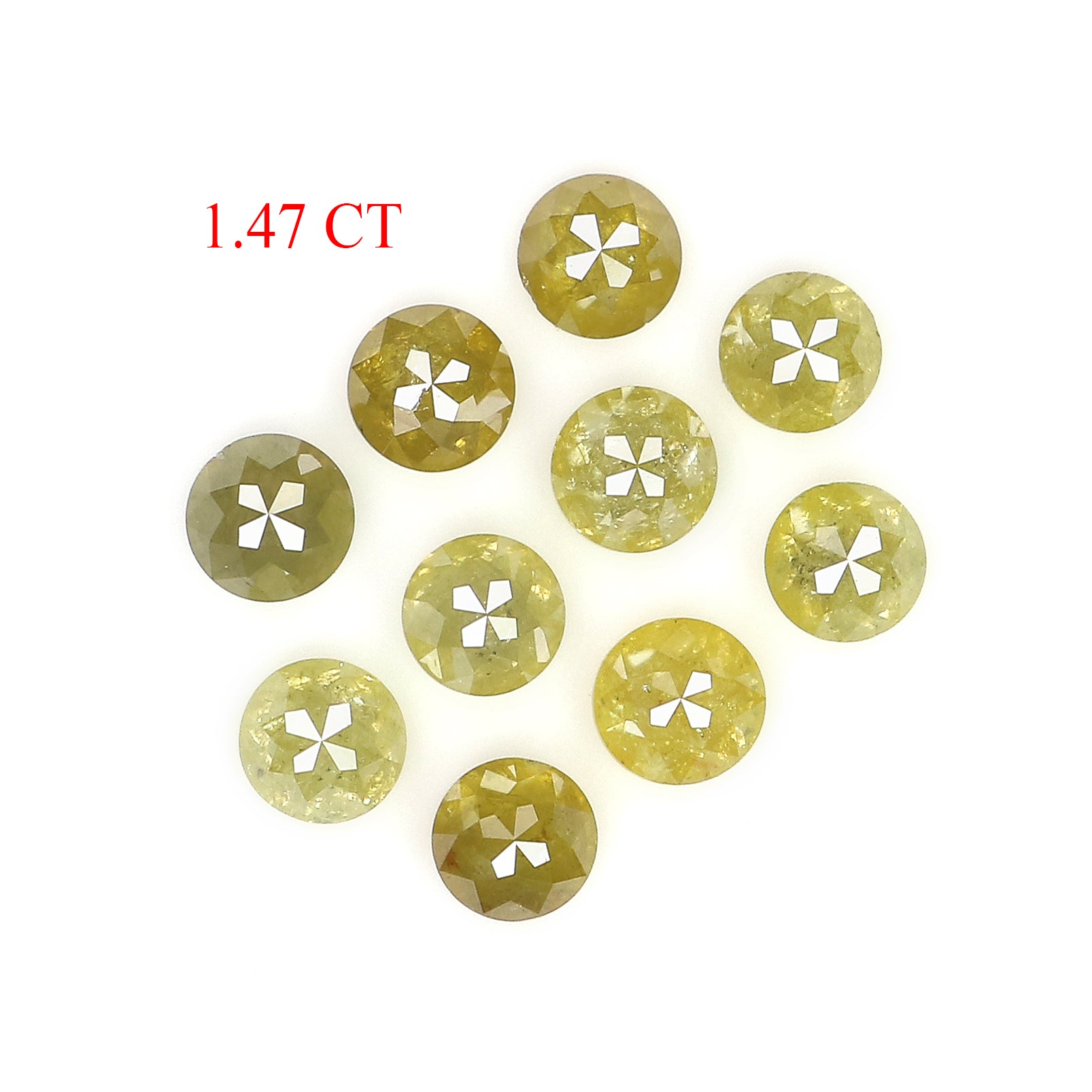 1.47 CT Natural Loose Round Rose Cut Diamond Green Color Round Shape Diamond 2.90 MM Natural Yellow Color Round Rose Cut Diamond LQ9243