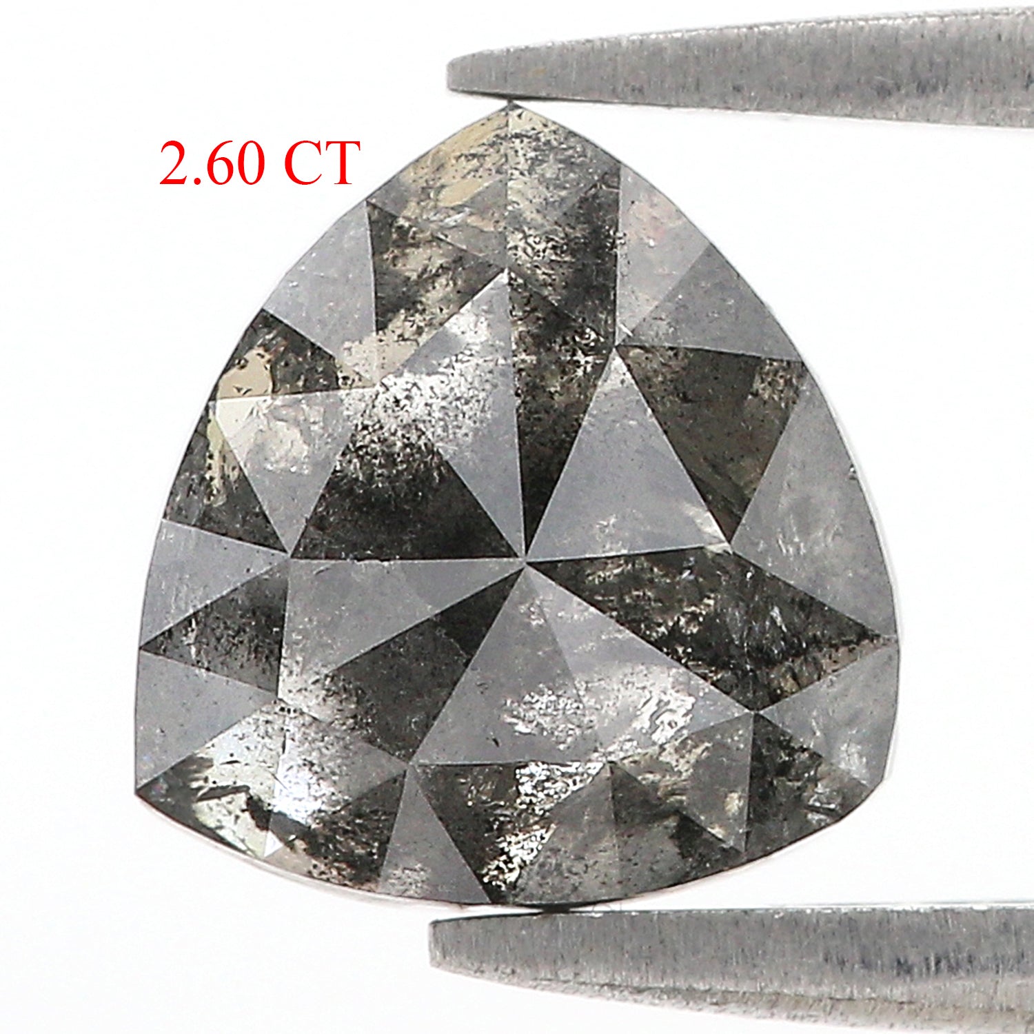 2.60 CT Natural Loose Triangle Shape Diamond Salt And Pepper Triangle Cut Diamond 9.15 MM Natural Black Grey Color Triangle Diamond L3503