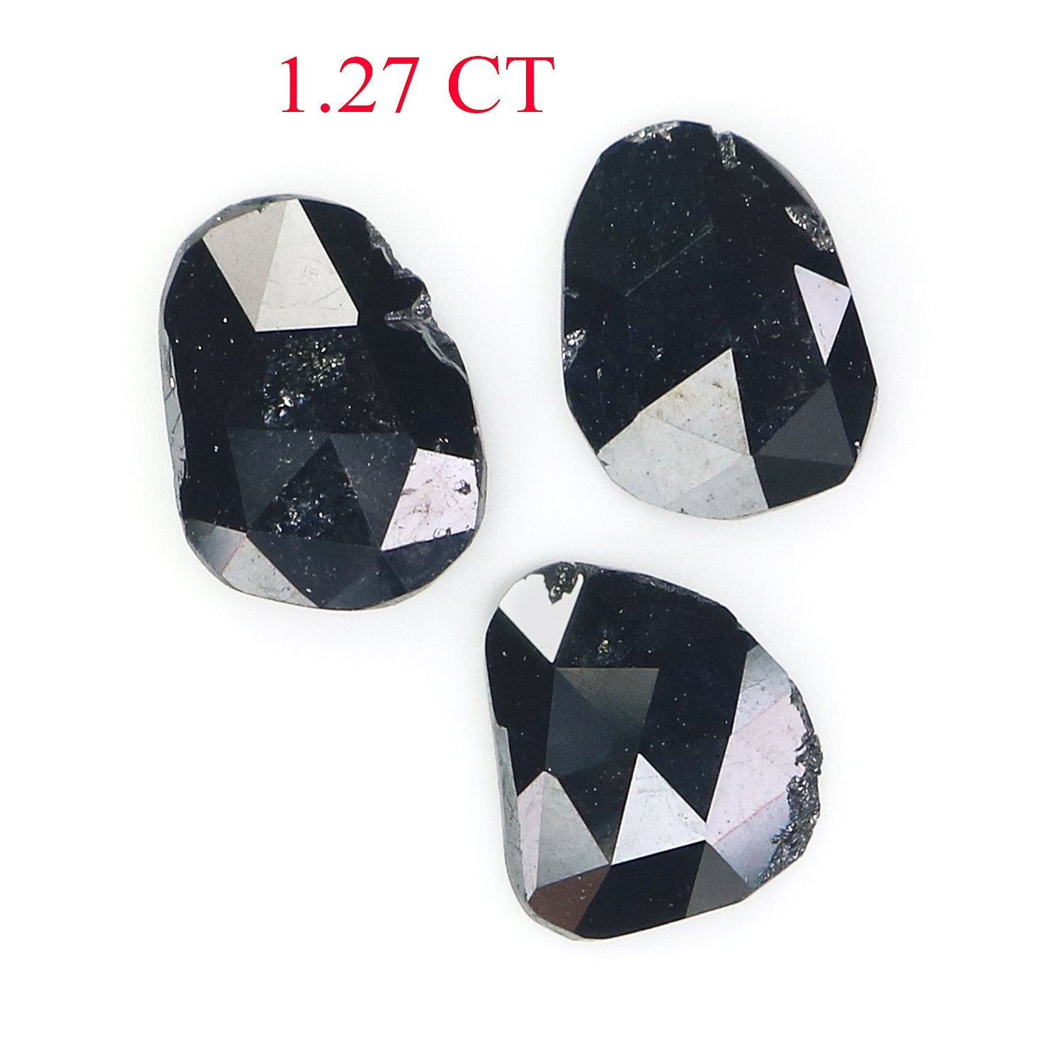 1.27 CT Natural Loose Slice Shape Diamond Black Color Slice Cut Diamond 6.65 MM Natural Loose Black Color Slice Rose Cut Diamond LQ2713