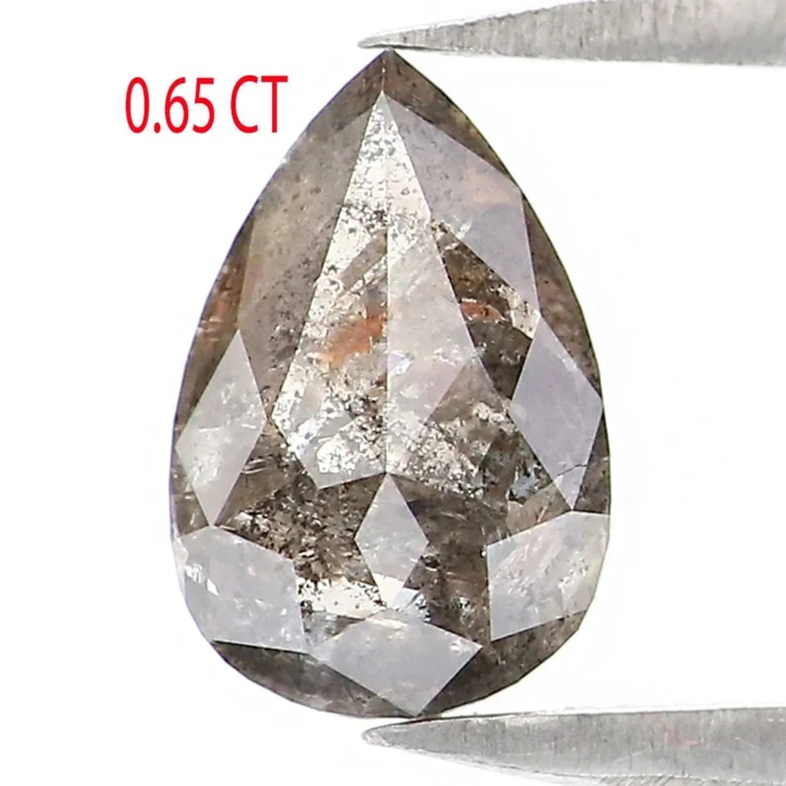 0.65 CT Natural Loose Pear Shape Diamond Salt And Pepper Pear Diamond 7.40 MM Natural Diamond Black Grey Color Pear Rose Cut Diamond N2046