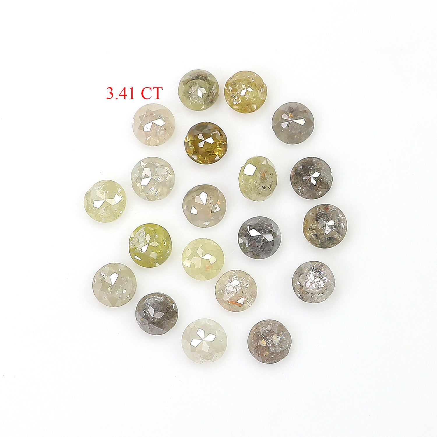 3.41 CT Natural Loose Round Rose Cut Diamond Grey Color Round Shape Diamond 3.10 MM Natural Loose Yellow Color Round Rose Cut Diamond LQ1718