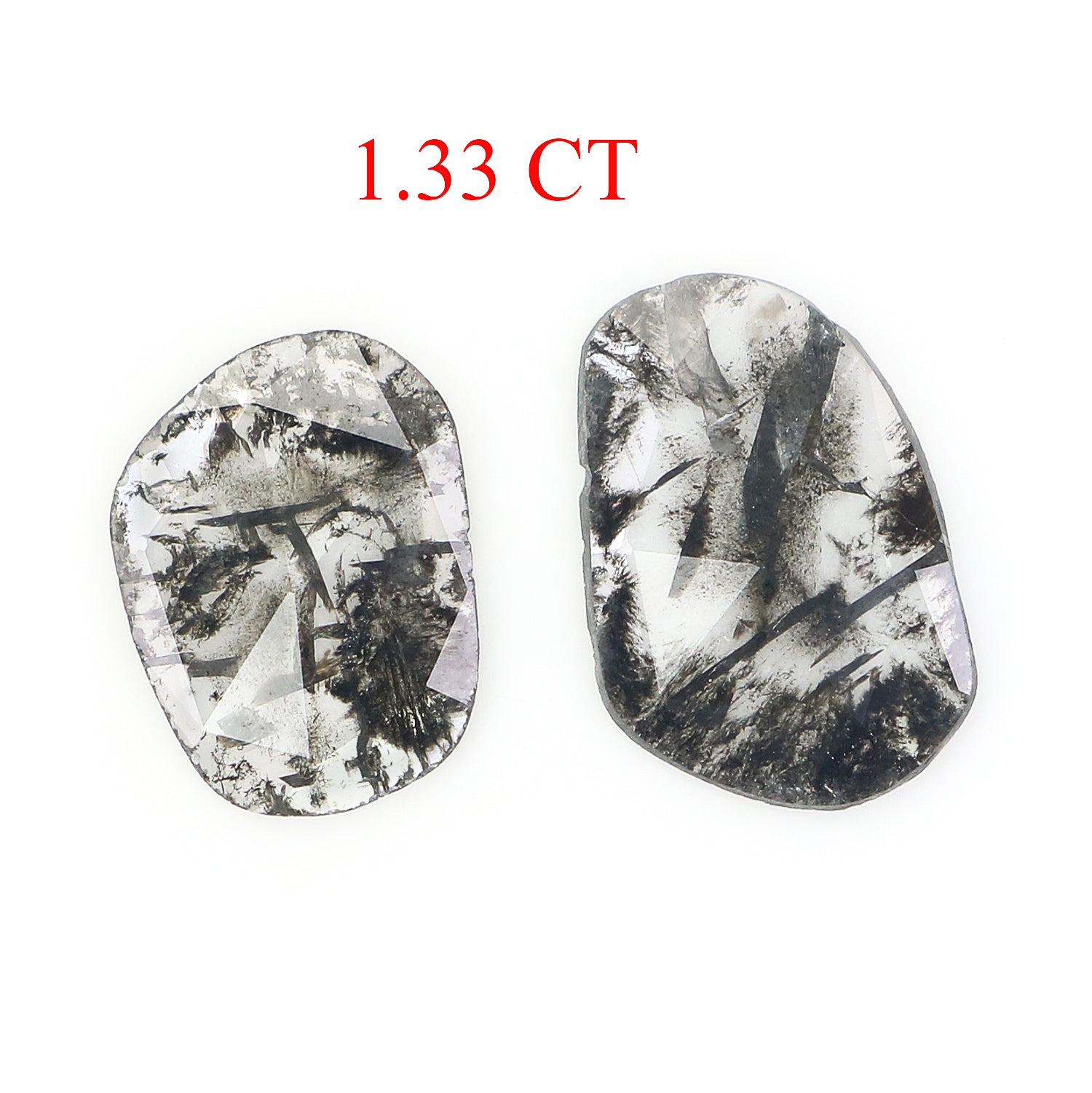 1.33 CT Natural Loose Slice Shape Diamond Salt And Pepper Slice Cut Diamond 10.95 MM Natural Black Grey Diamond Irregular Cut Diamond L3482