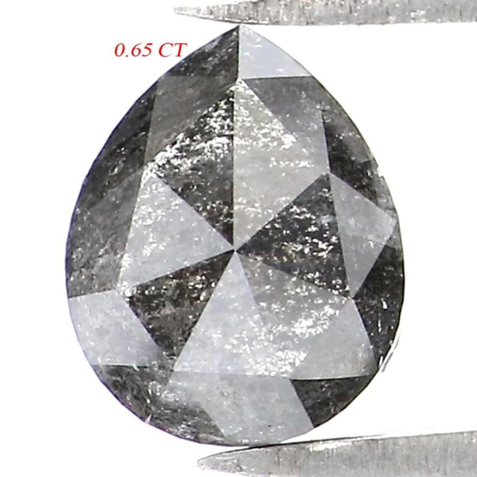 0.65 CT Natural Loose Pear Shape Diamond Salt And Pepper Pear Diamond 5.90 MM Natural Loose Black Grey Color Pear Rose Cut Diamond NQ9466