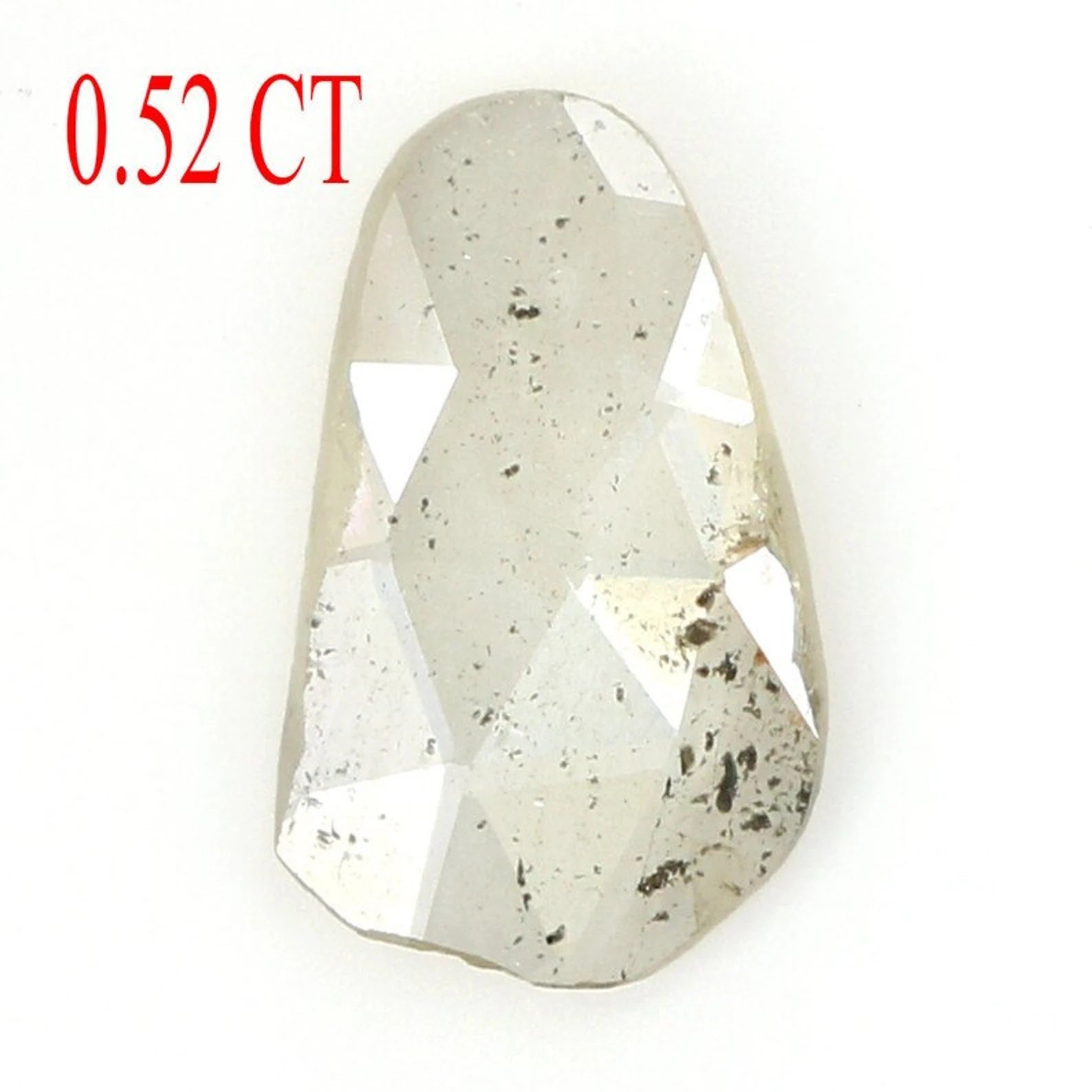 0.52 CT Natural Loose Slice Shape Diamond Salt And Pepper Irregular Diamond 8.25 MM Natural Loose Grey Color Slice Rose Cut Diamond NQ1630