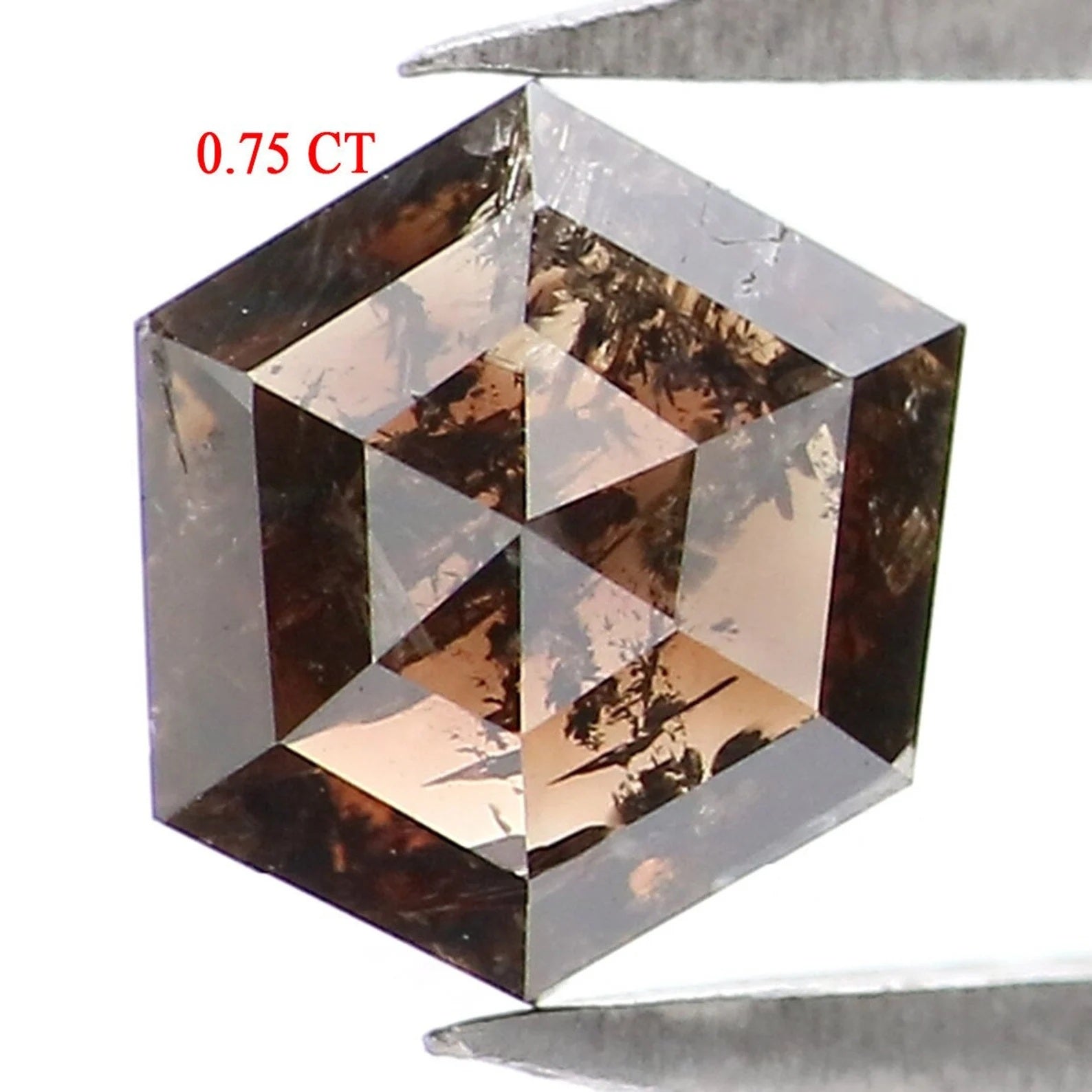 0.75 CT Natural Loose Hexagon Shape Diamond Brown Color Hexagon Diamond 5.30 MM Natural Loose Brown Hexagon Shape Rose Cut Diamond NQ8112