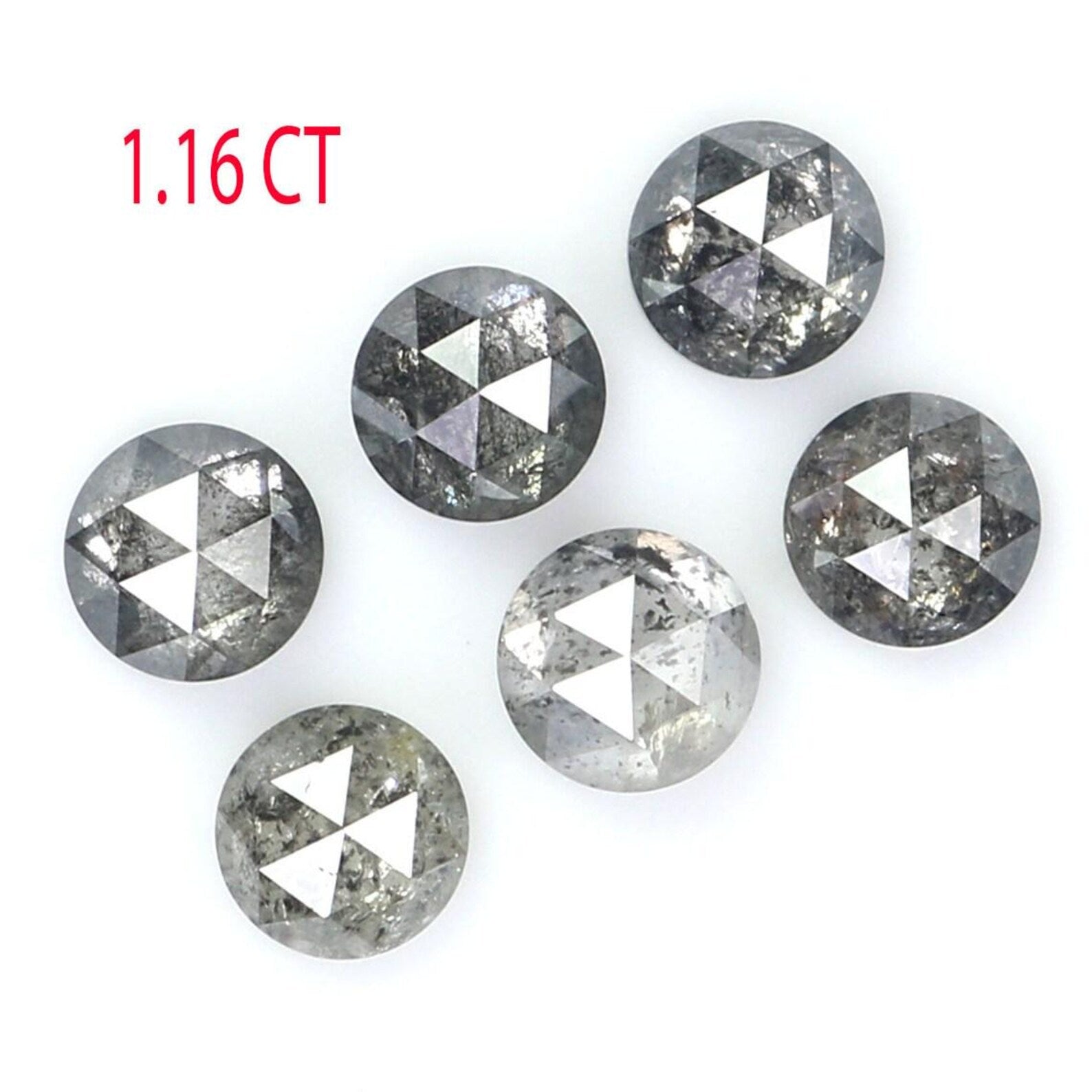 1.16 CT Natural Loose Round Shape Diamond Salt And Pepper Round Cut Diamond 3.30 MM Natural Black Grey Color Round Rose Cut Diamond NQ2067
