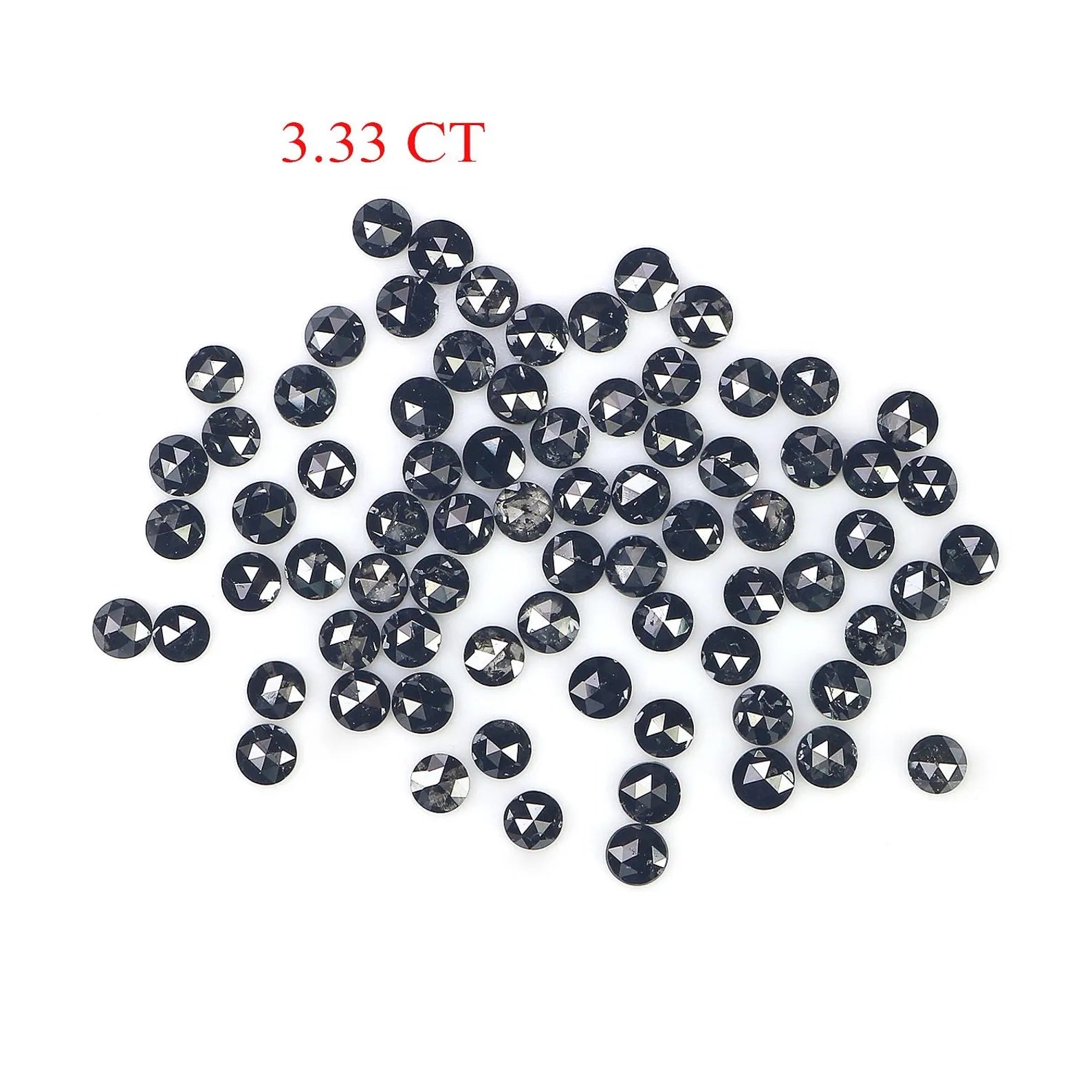 3.33 CT Natural Loose Round Shape Diamond Black Color Round Cut Diamond 2.10 MM Natural Diamond Black Color Round Rose Cut Diamond NQ1811