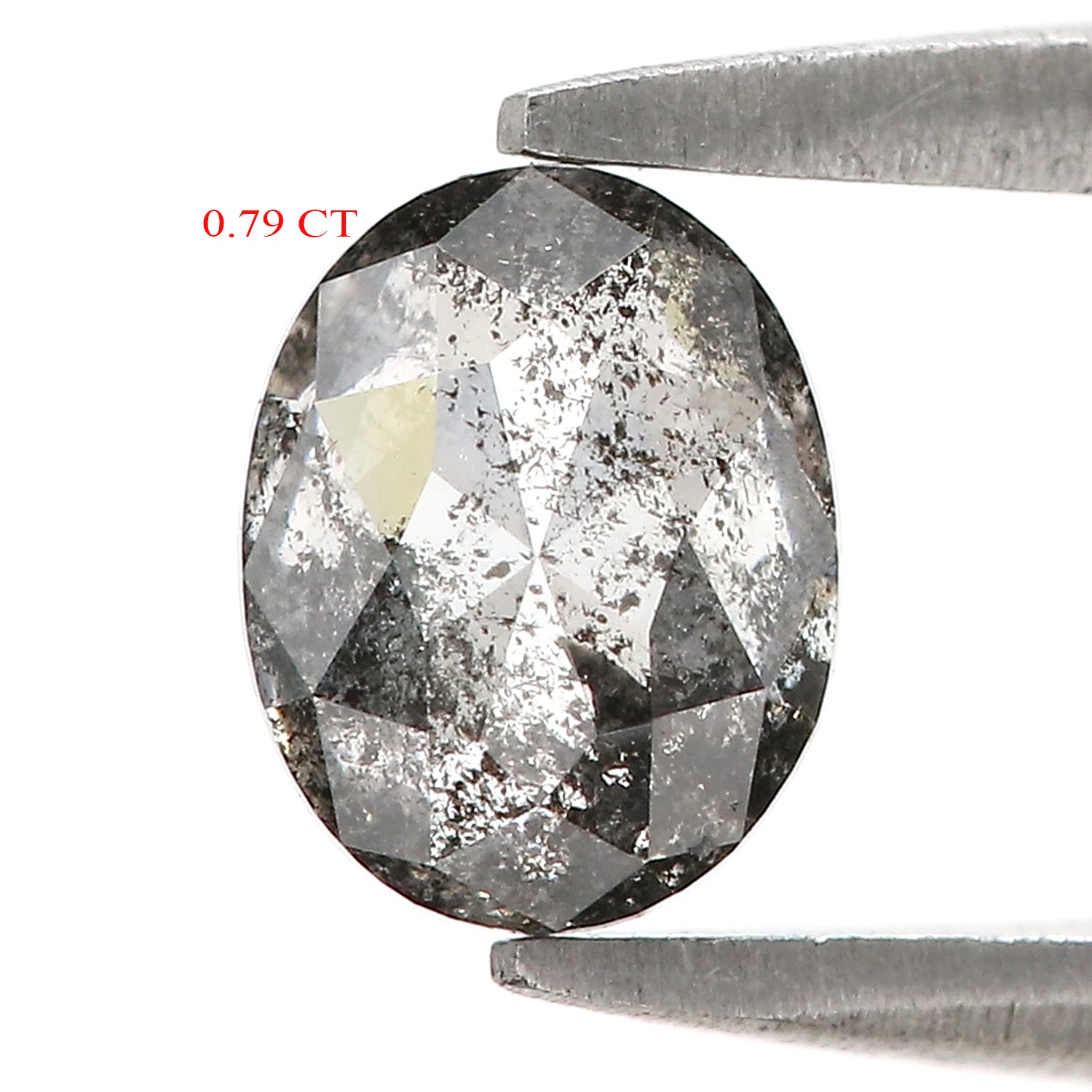 0.79 CT Natural Loose Oval Shape Diamond Salt And Pepper Oval Rose Cut Diamond 6.35 MM Black Grey Color Oval Shape Rose Cut Diamond QL1476