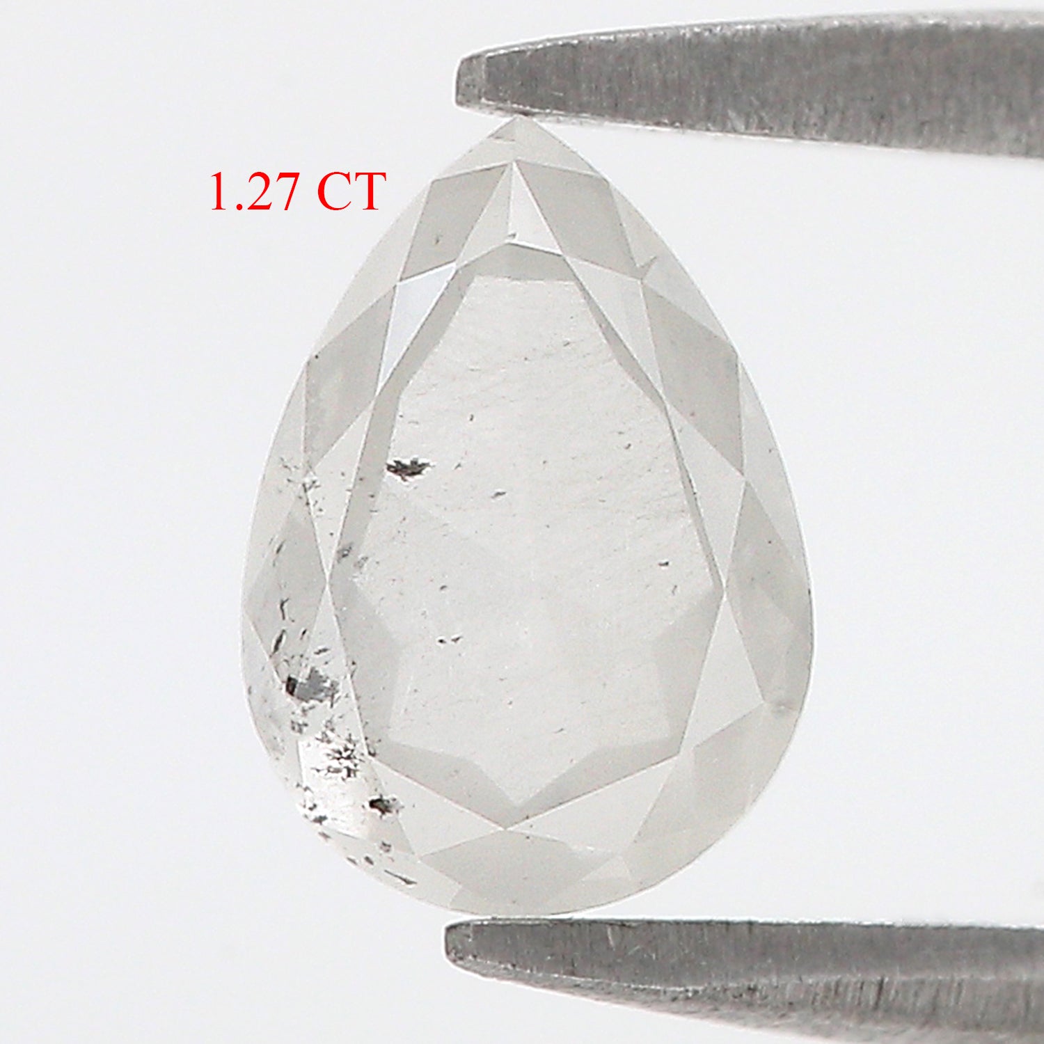 1.27 CT Natural Loose Pear Shape Diamond Grey Color Pear Cut Diamond 7.75 MM Natural Loose Salt And Pepper Pear Rose Cut Diamond LQ3318