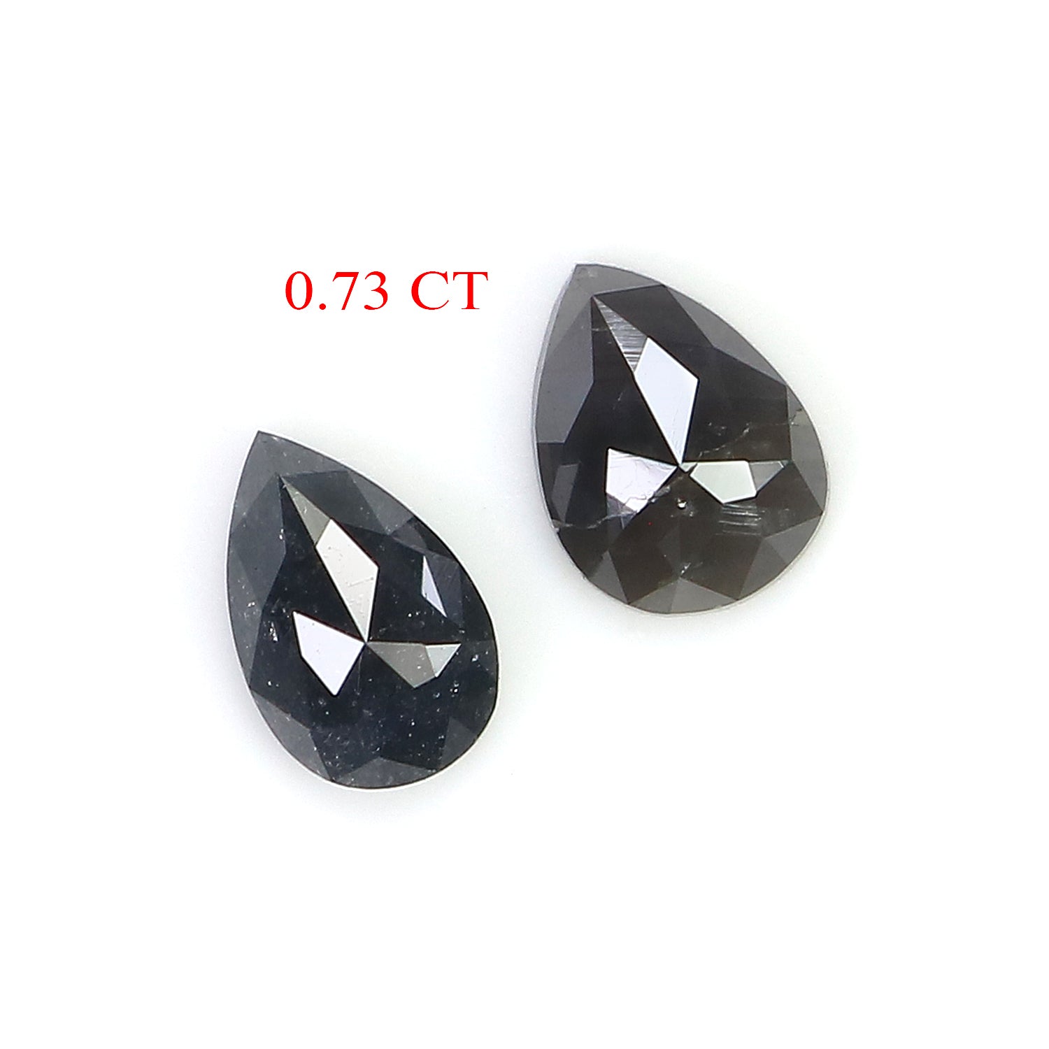 0.73 CT Natural Loose Pear Cut Pair Diamond Salt And Pepper Pear Shape Diamond 5.65 MM Natural Black Grey Color Pear Rose Cut Diamond KQ2386