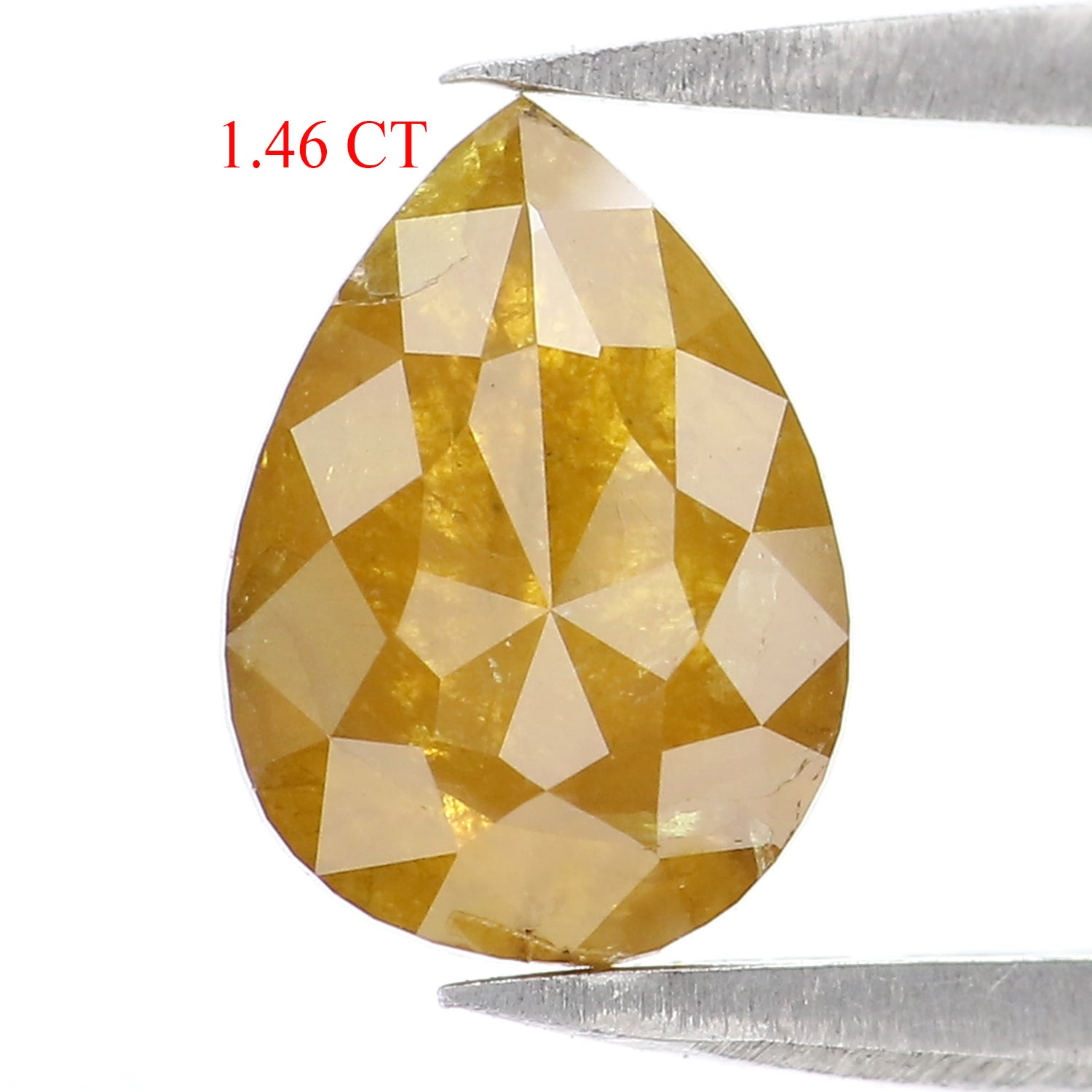 1.46 CT Natural Loose Pear Shape Diamond Yellow Color Pear Cut Diamond 8.55 MM Natural Yellow Color Diamond Pear Rose Cut Diamond LQ9956