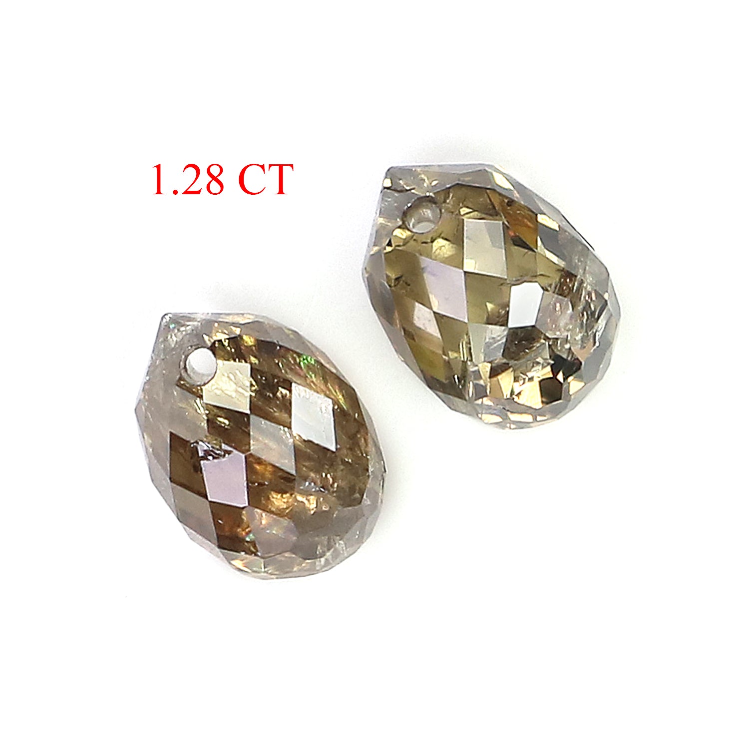1.28 Ct Natural Loose Briolette Shape Diamond Brown Color Drop Cut Diamond 5.25 MM Natural Brown Diamond Briolette Rose Cut Diamond LQ148