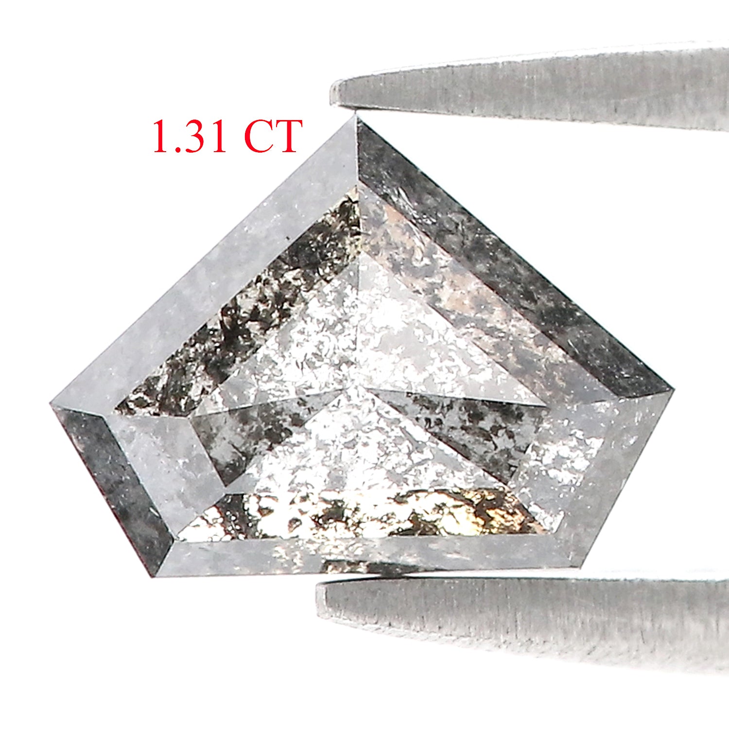 1.31 Ct Natural Loose Shield Shape Diamond Salt And Pepper Shield Cut Diamond 6.50 MM Black Gray Color Shield Shape Rose Cut Diamond QL254