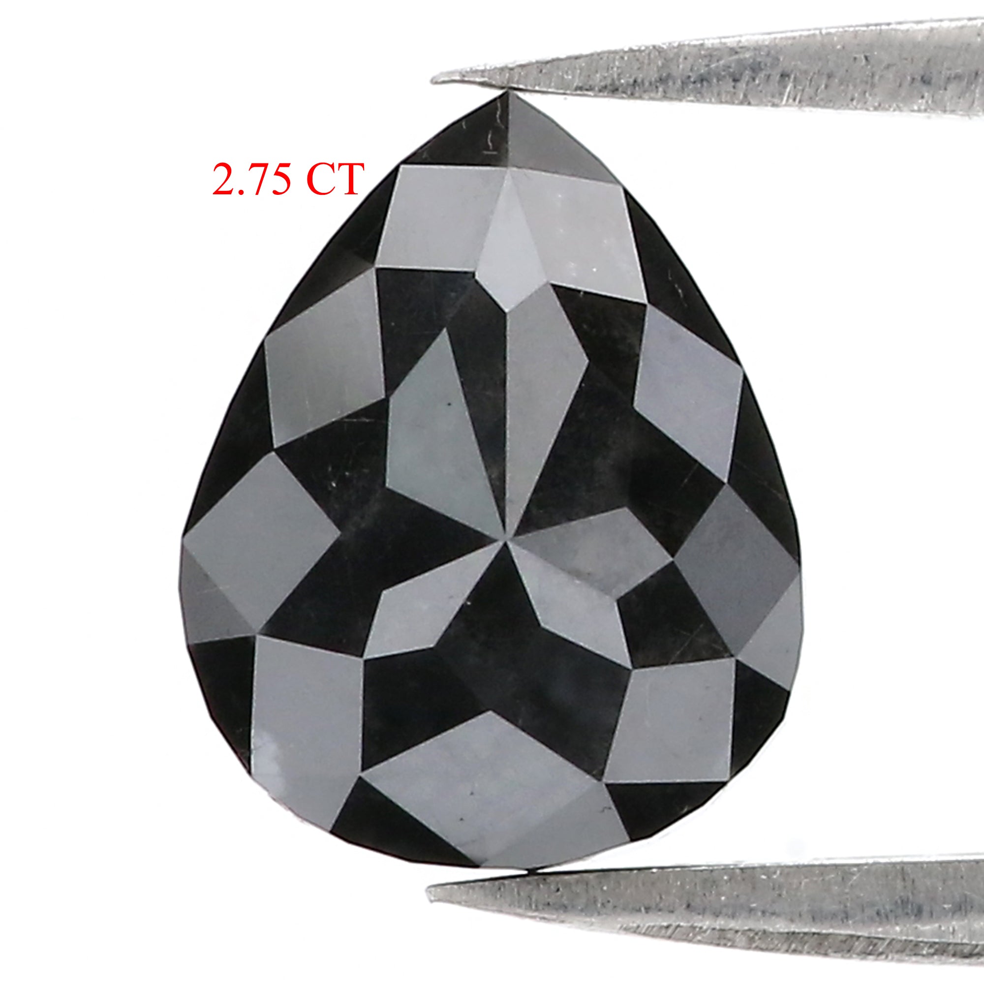 2.75 CT Natural Loose Pear Shape Diamond Black Color Pear Cut Diamond 10.30 MM Natural Loose Diamond Black Color Pear Rose Cut Diamond QL3107