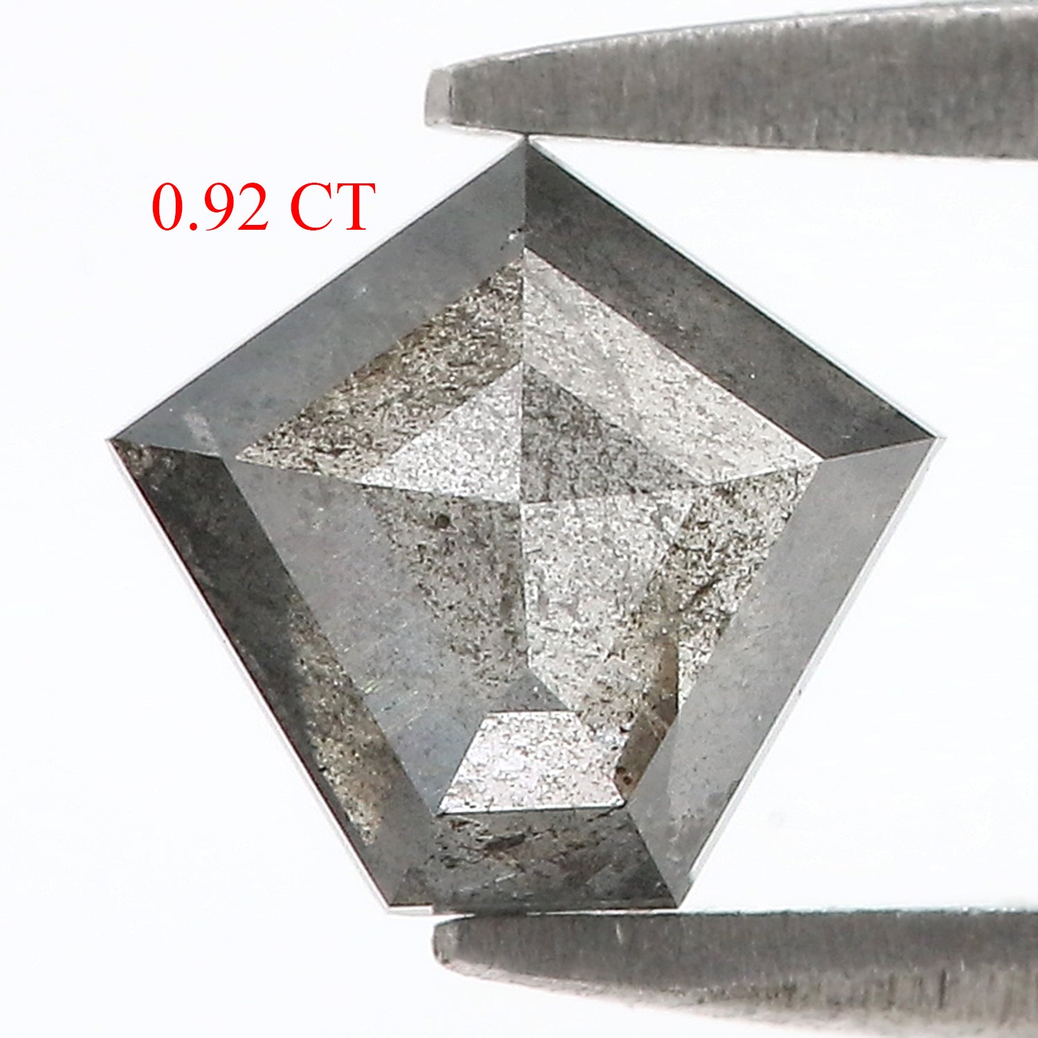 0.92 Ct Natural Loose Pentagon Shape Diamond Salt And Pepper Pentagon Cut Diamond 6.60 MM Black Gray Color Pentagon Rose Cut Diamond QL438