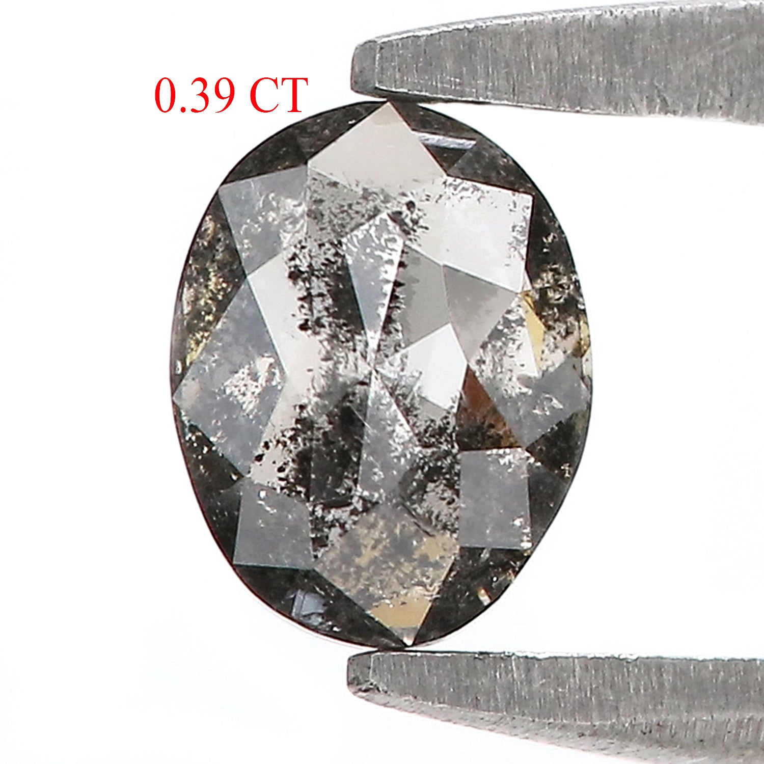 0.39 CT Natural Loose Oval Shape Diamond Salt And Pepper Oval Diamond 5.25 MM Natural Loose Black Grey Color Oval Rose Cut Diamond LQ8987