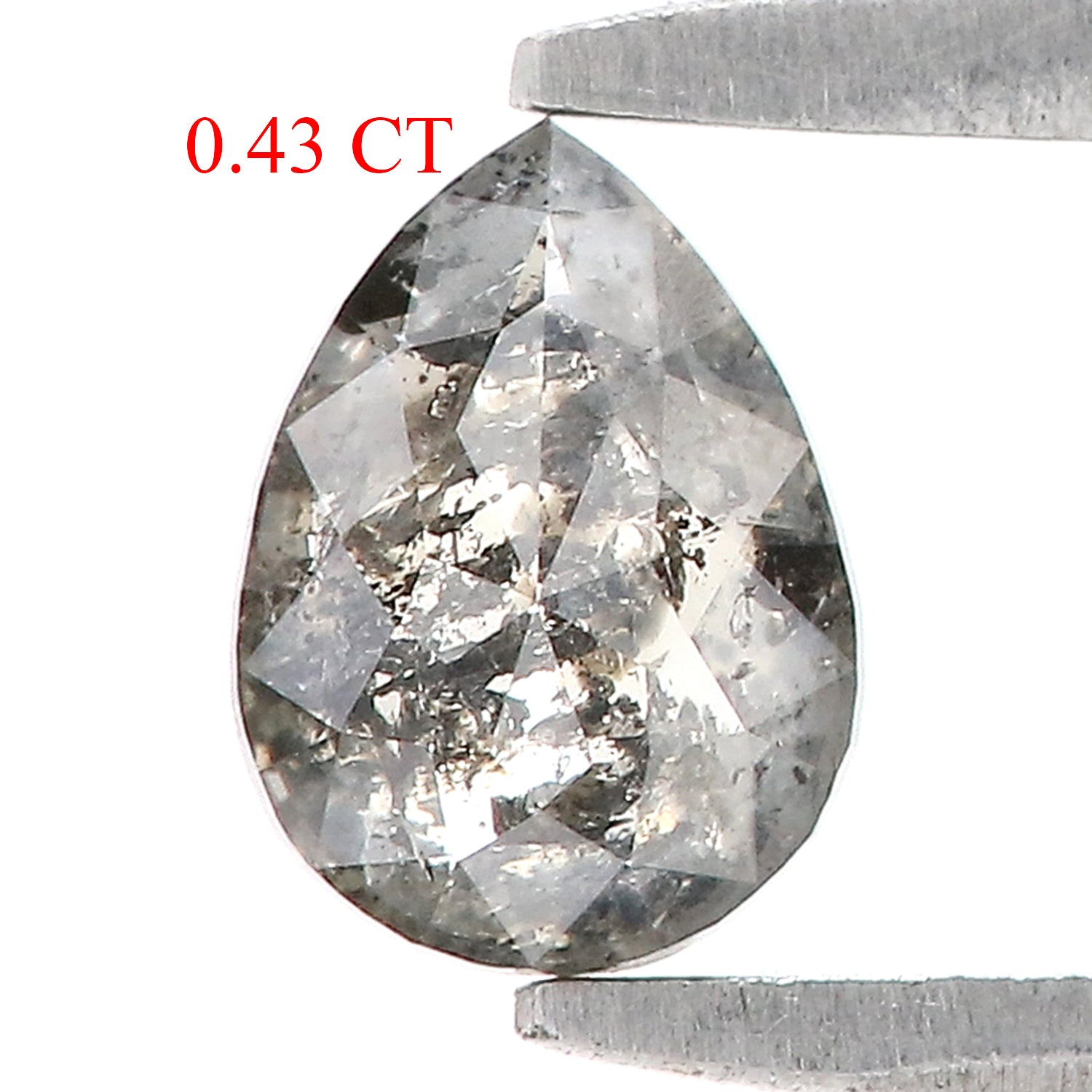 0.43 CT Natural Loose Pear Shape Diamond Salt And Pepper Pear Diamond 5.75 MM Natural Diamond Black Grey Color Pear Rose Cut Diamond N2614