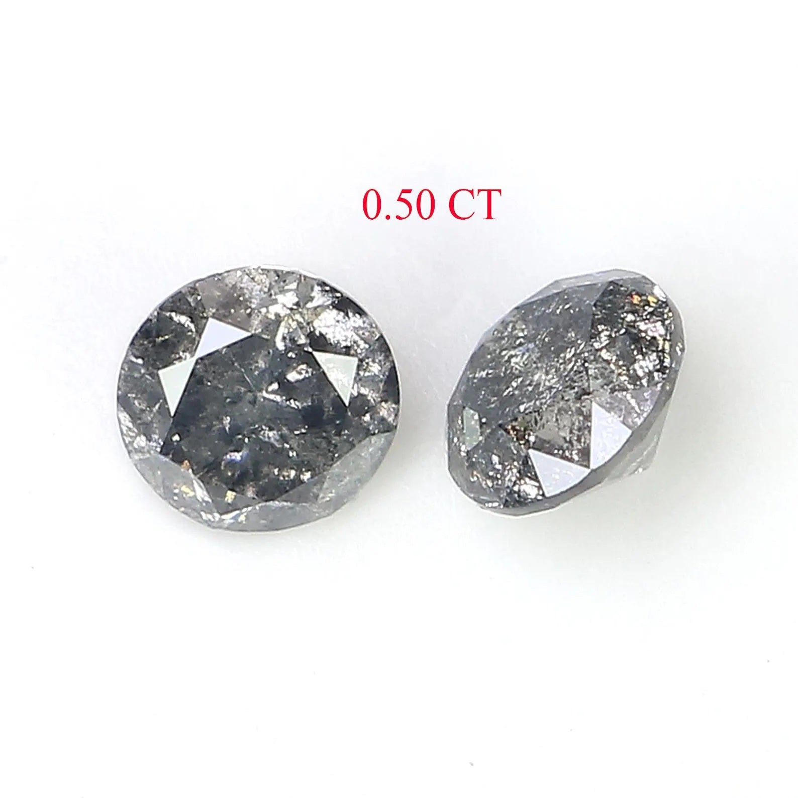 0.50 Ct Natural Loose Round Shape Pair Diamond Salt And Pepper Round Diamond 3.80 MM Black Grey Color Round Brilliant Cut Diamond NQ1491