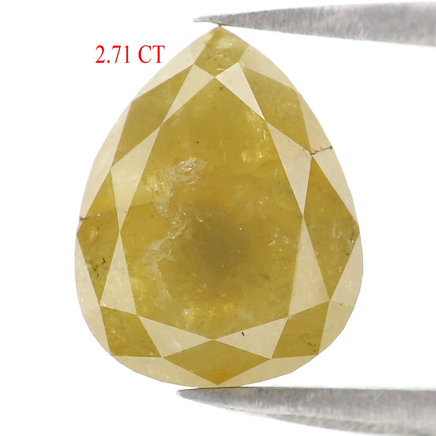 2.71 CT Natural Loose Pear Shape Diamond Yellow Color Pear Cut Diamond 10.00 MM Natural Loose Yellow Diamond Pear Rose Cut Diamond LQ2874