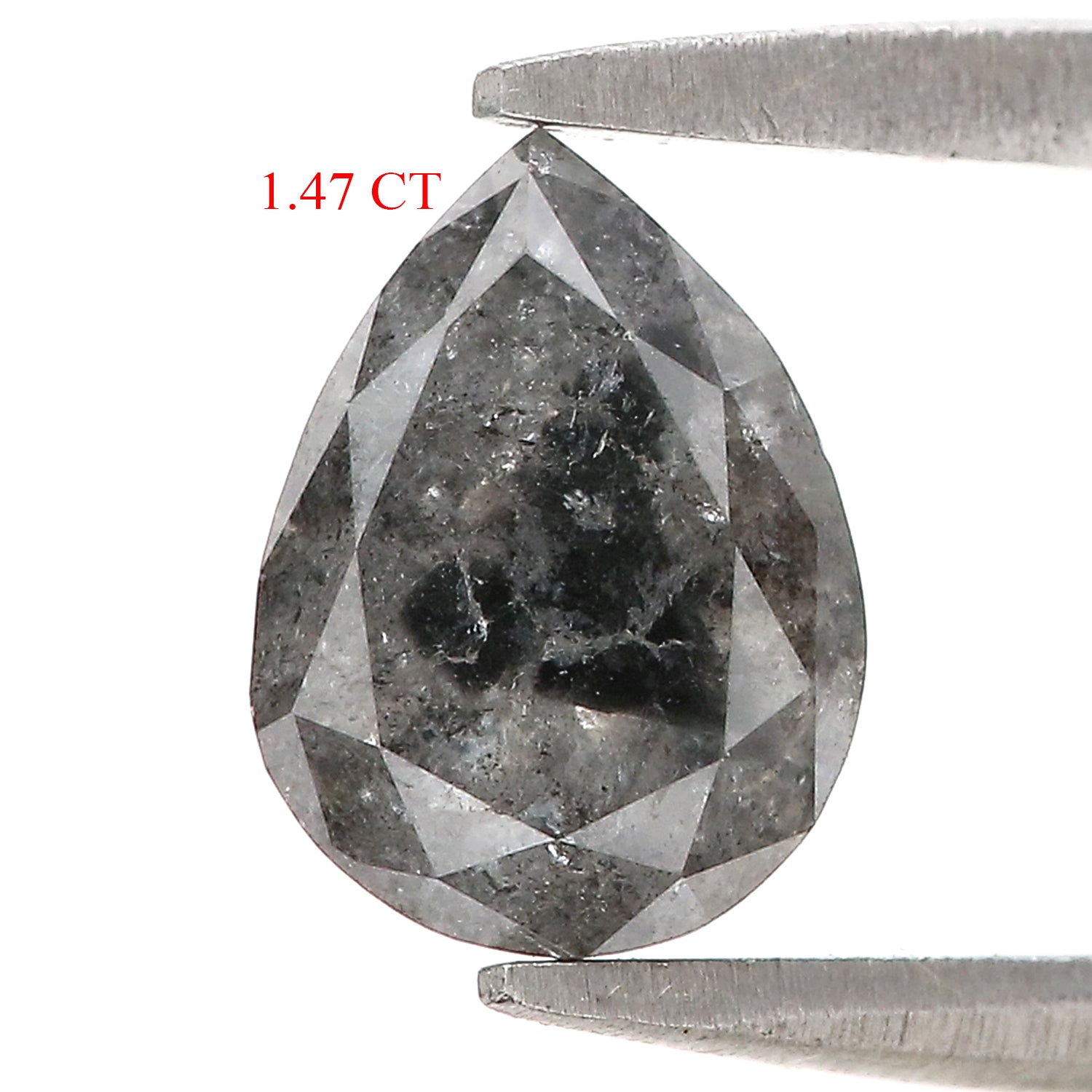 1.47 CT Natural Loose Pear Shape Diamond Salt And Pepper Pear Rose Cut Diamond 8.05 MM Natural Black Grey Color Pear Shape Diamond QL1561