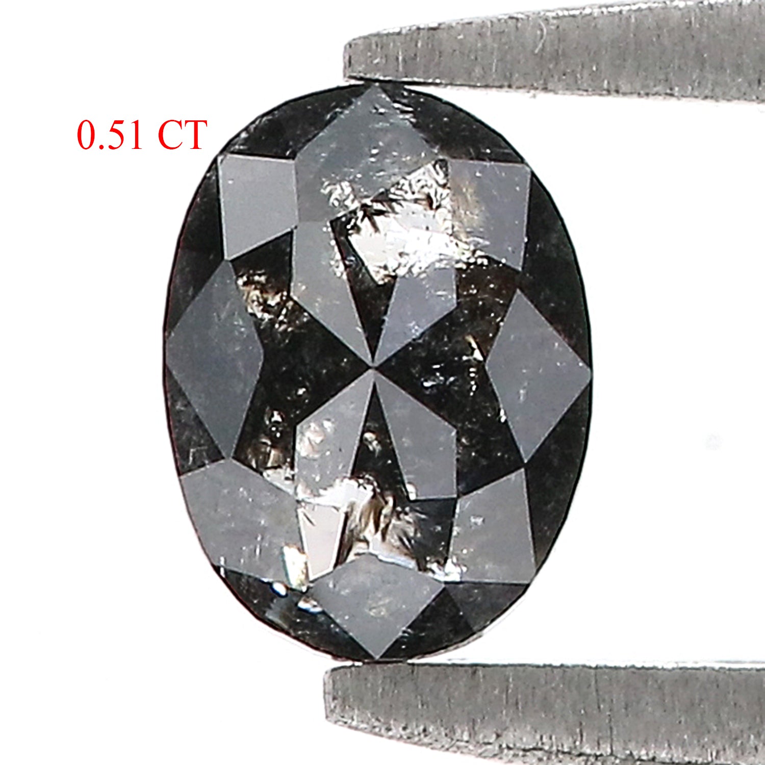 0.51 CT Natural Loose Oval Shape Diamond Salt And Pepper Oval Rose Cut Diamond 5.60 MM Black Grey Color Oval Shape Rose Cut Diamond QK2334