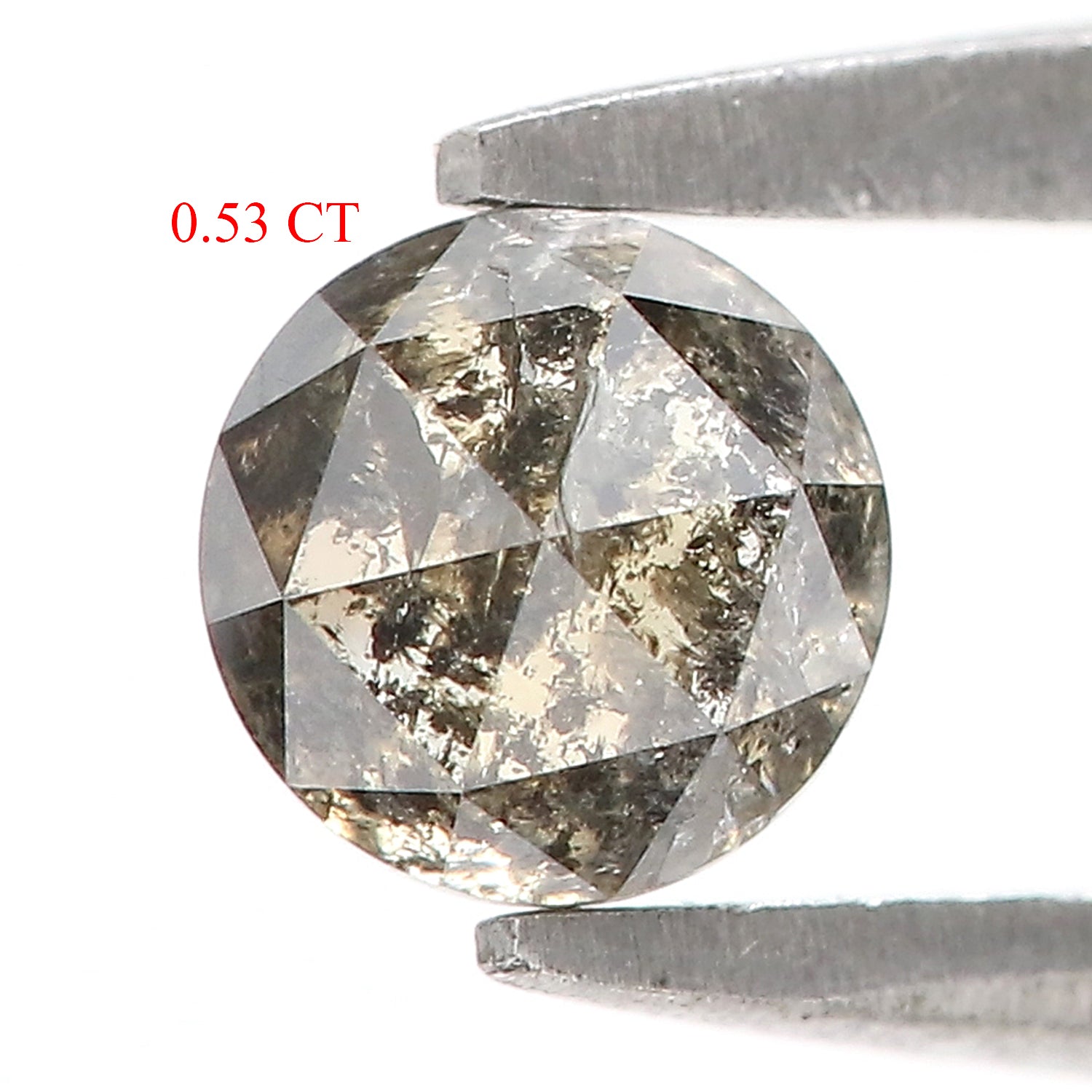 0.53 Ct Natural Loose Round Rose Cut Diamond Black Grey Color Rose Cut Diamond 4.60 MM Natural Loose Salt And Pepper Rose Cut Diamond QL7404