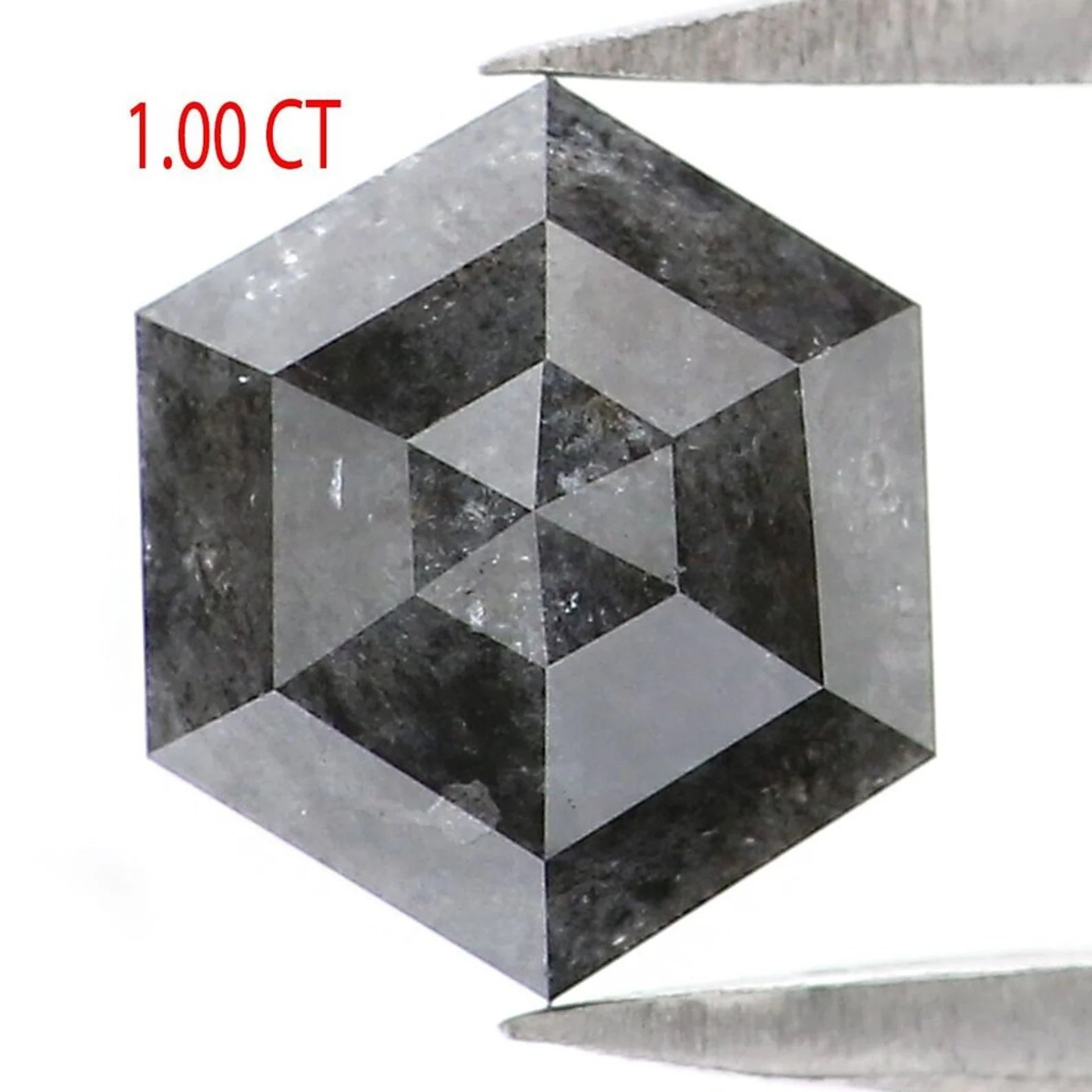 1.00 CT Natural Loose Hexagon Shape Diamond Salt And Pepper Hexagon Diamond 7.05 MM Natural Loose Diamond Hexagon Rose Cut Diamond NQ2027