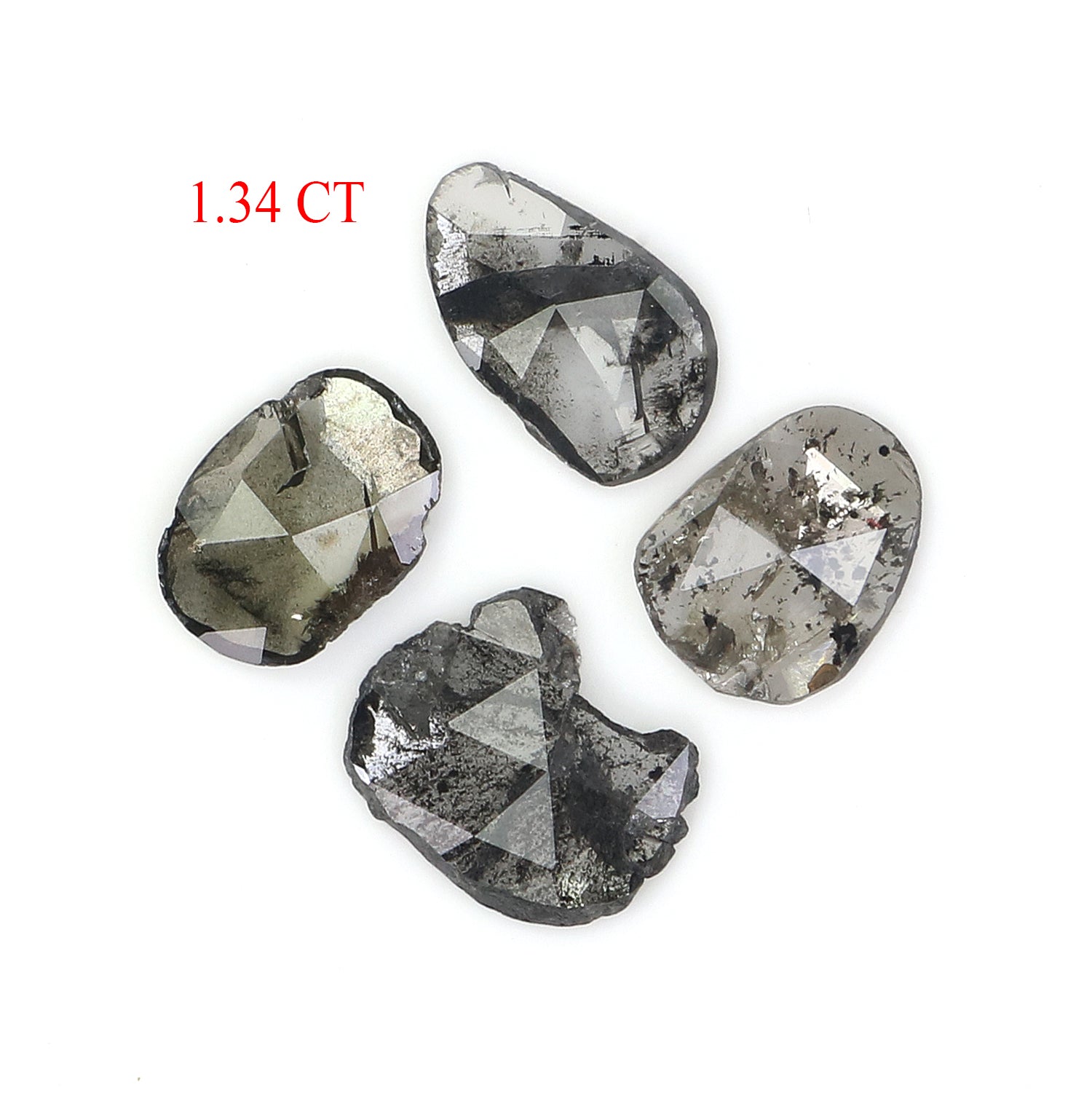 1.34 CT Natural Loose Slice Shape Diamond Salt And Pepper Slice Uncut Diamond 7.40 MM Natural Black Grey Diamond Irregular Cut Diamond L3513