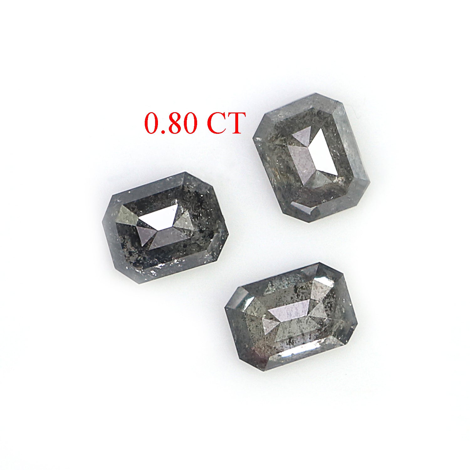 1.76 CT Natural Loose Emerald Shape Diamond Salt And Pepper Emerald Diamond 4.10 MM Natural Black Grey Color Emerald Rose Cut Diamond N2160