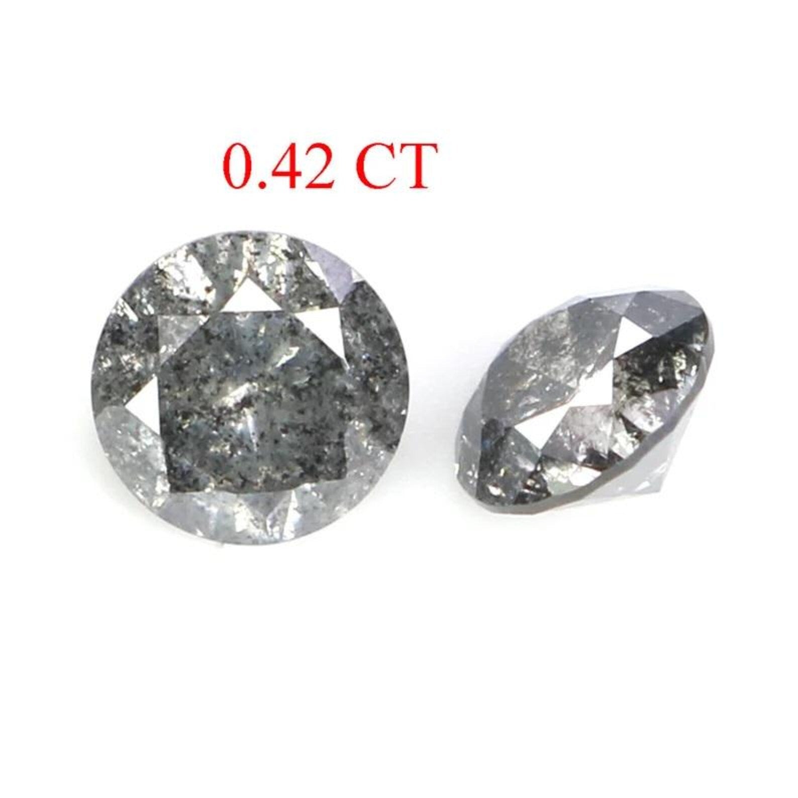 0.42 Ct Natural Loose Round Shape Pair Diamond Salt And Pepper Round Cut Diamond 3.85 MM Black Gray Color Round Brilliant Cut Diamond NQ2315