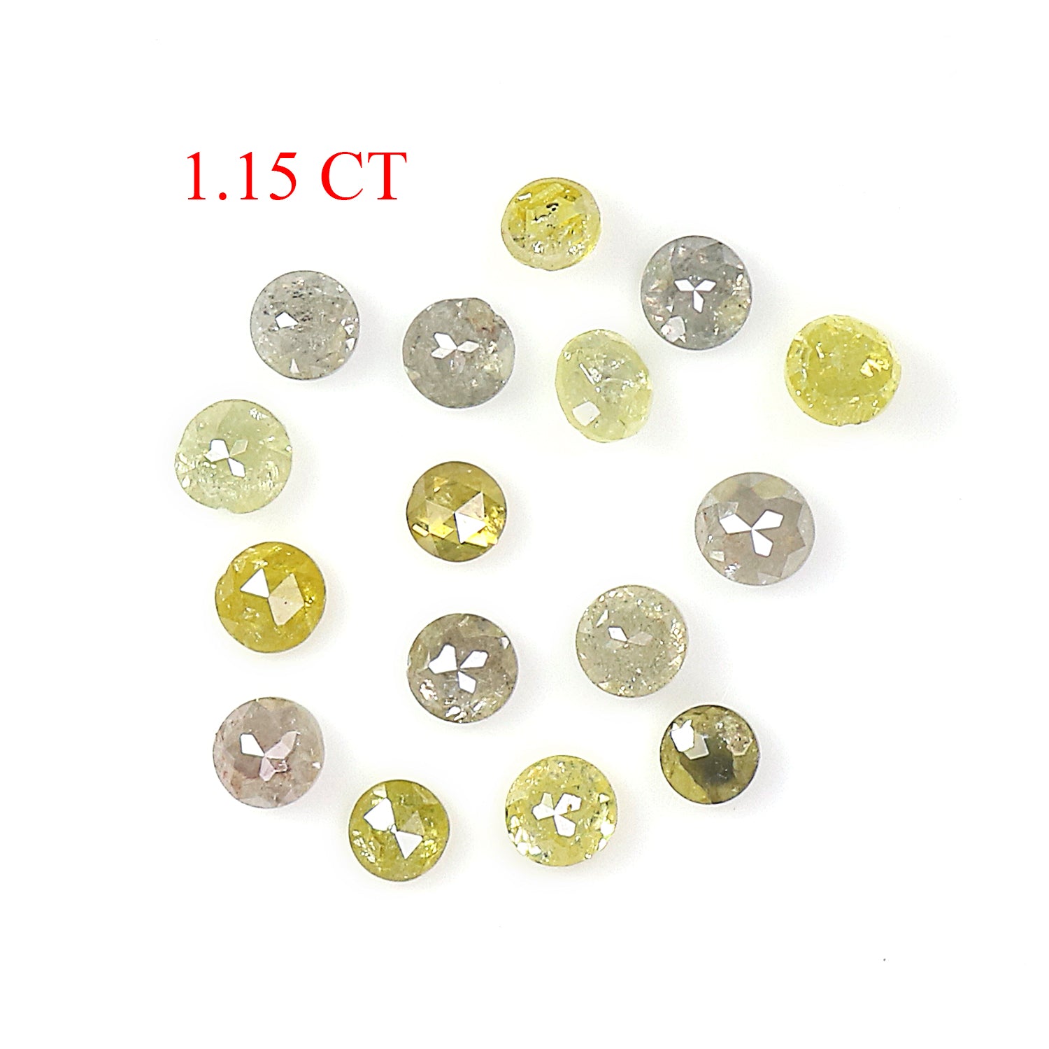 1.15 CT Natural Loose Round Rose Cut Diamond Grey Color Round Shape Diamond 2.40 MM Natural Loose Yellow Color Round Rose Cut Diamond KQ2437