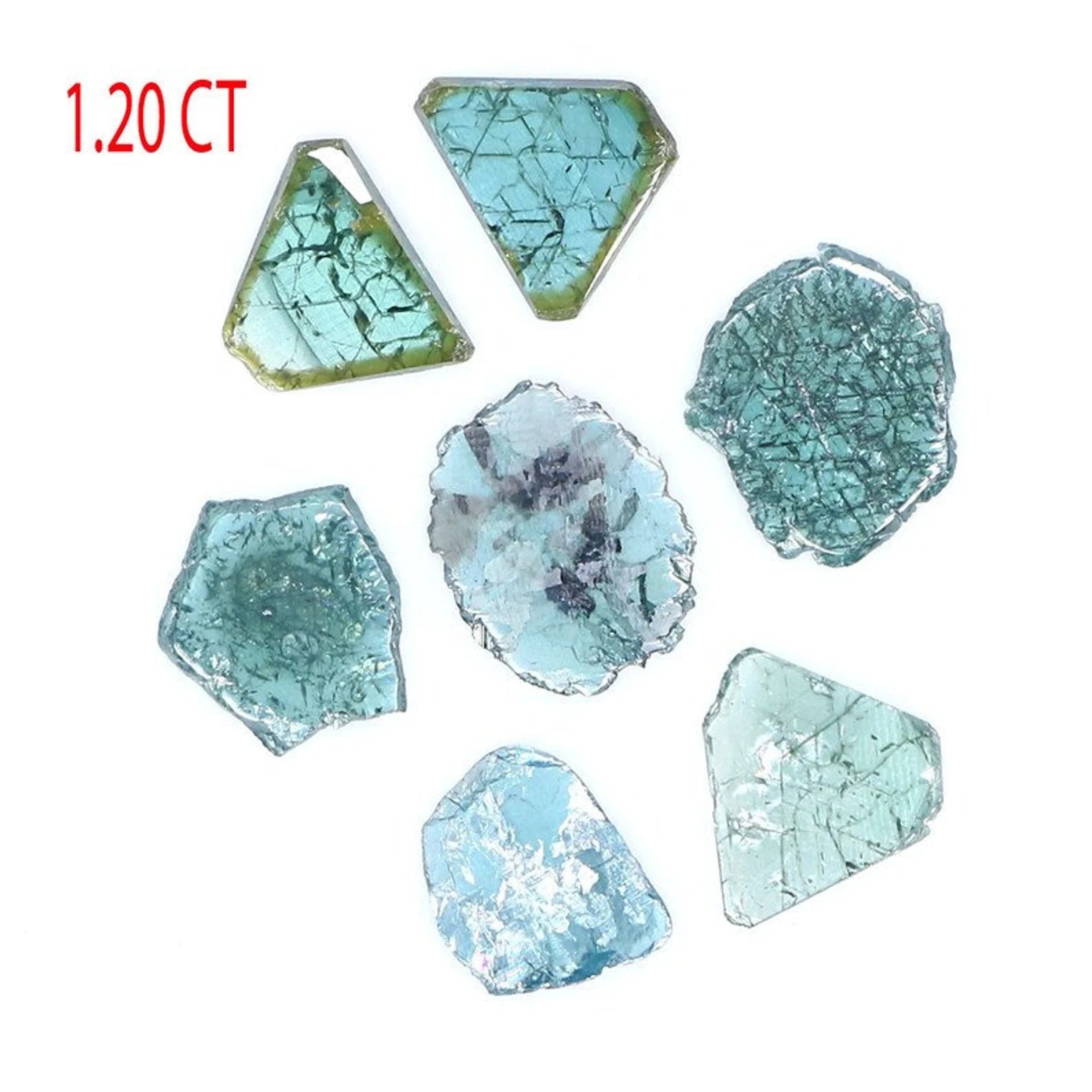 1.20 CT Natural Loose Slice Shape Diamond Blue Color Irregular Cut Diamond 6.00 MM Natural Loose Diamond Slice Shape Rose Cut Diamond NQ369