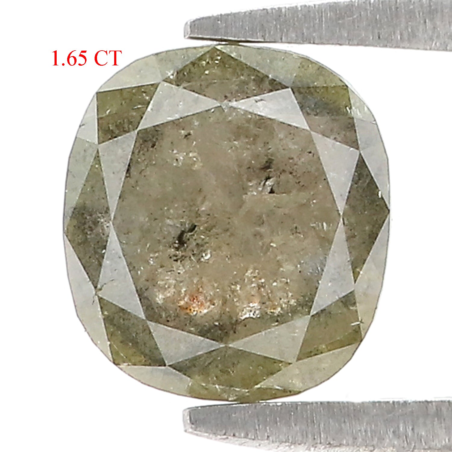 Natural Cushion Grey Diamond 1.65 CT Loose Rose Cut Grey Stone 7.35 MM Rustic Diamond Cushion Diamond For Custom Engagement Ring L3631
