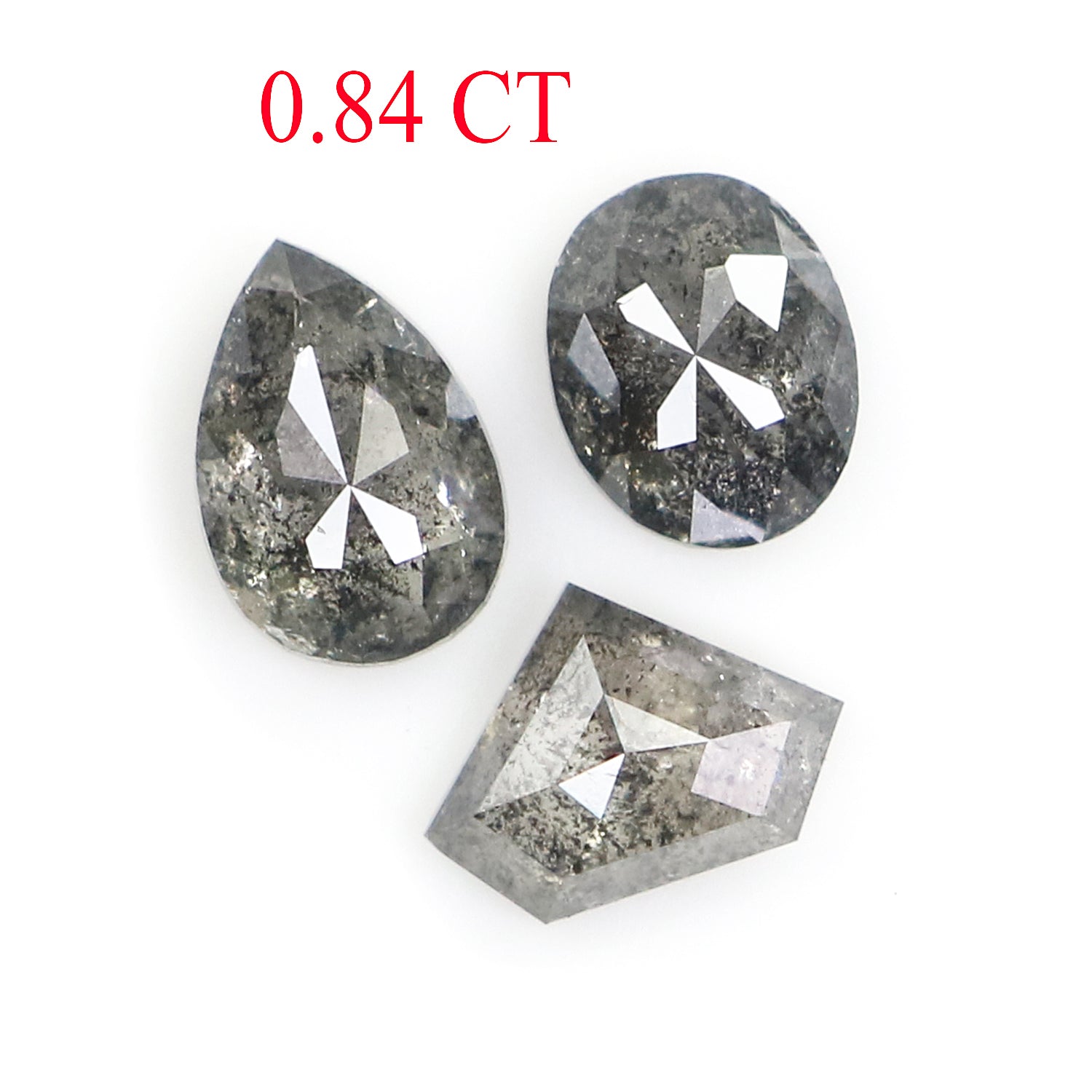 0.84 Ct Natural Loose Diamond, Salt Pepper Diamond, Mix Shape, Black And Gray Diamond, Shield Diamond, Oval Diamond, Pear Diamond N1237