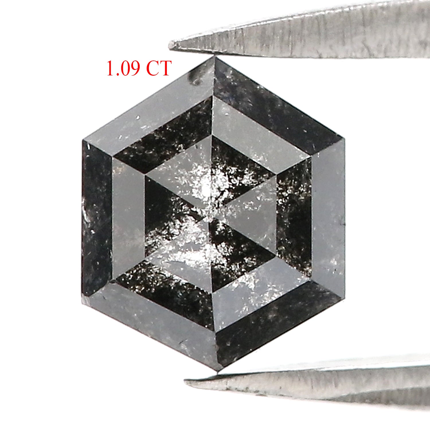 1.09 Ct Natural Loose Hexagon Shape Diamond Salt And Pepper Diamond 6.60 MM Natural Diamond Black Grey Color Hexagon Cut Diamond LQ3037