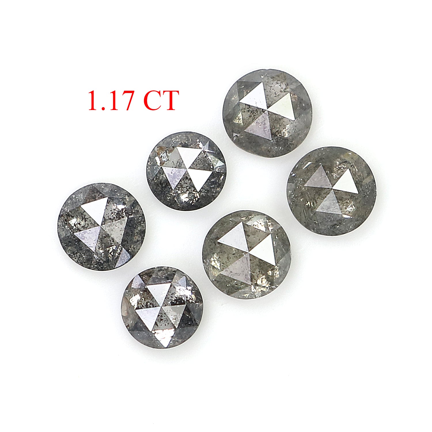 1.17 Ct Natural Loose Round Rose Cut Diamond Salt And Pepper Round Shape Diamond 3.25 MM Natural Black Grey Round Rose Cut Diamond LQ988