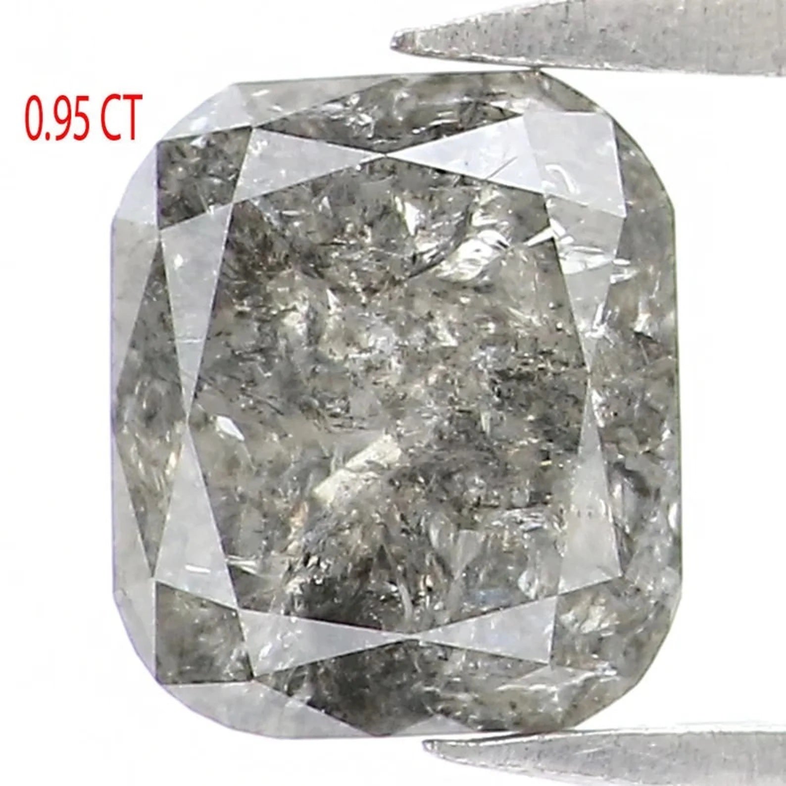 0.95 CT Natural Loose Cushion Shape Diamond Salt And Pepper Cushion Diamond 5.60 MM Black Grey Color Cushion Shape Rose Cut Diamond NQ9545