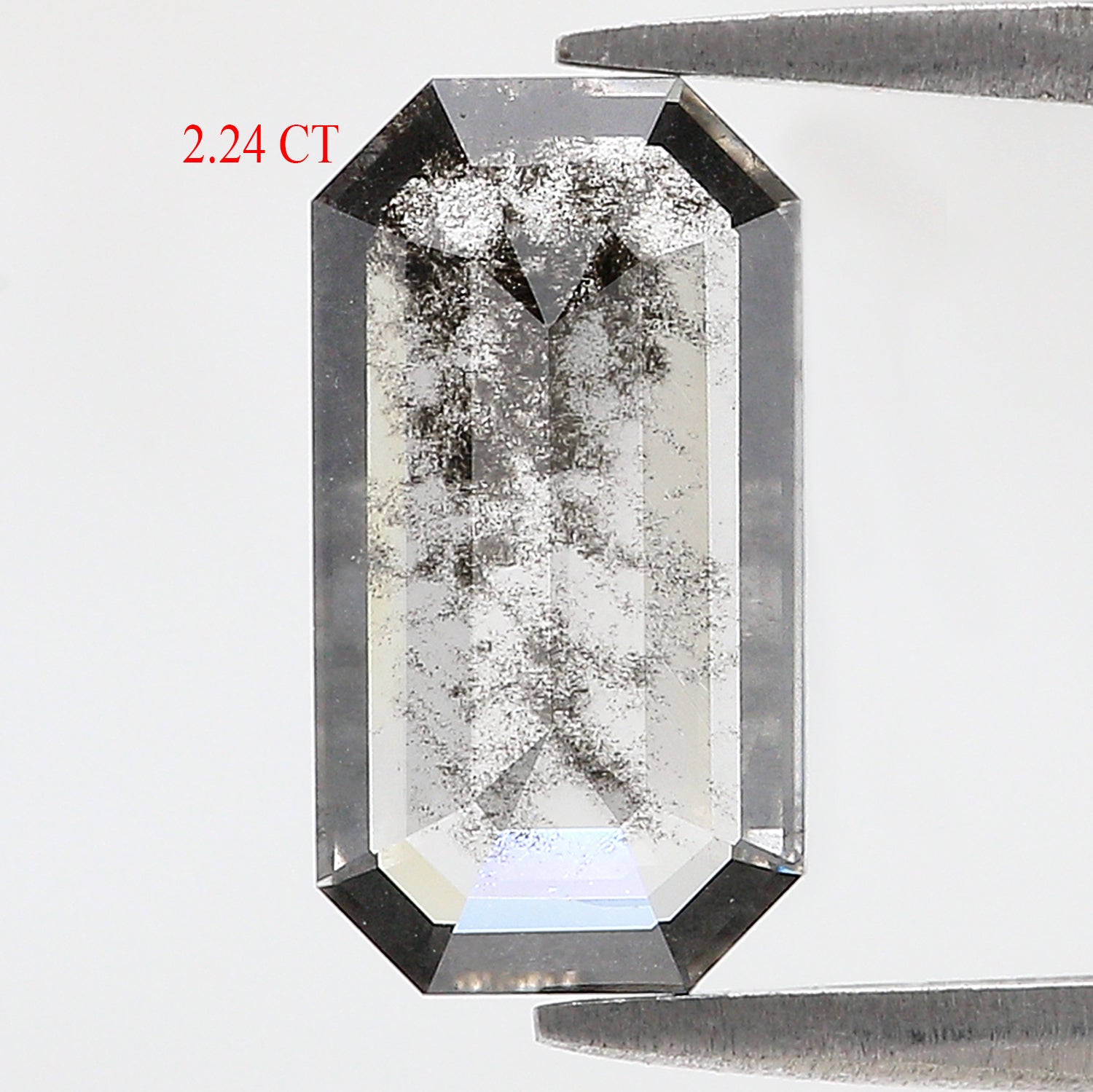 2.24 CT Emerald Rose Cut Salt And Pepper Lab Grown 12.90 MM Loose Diamond CVD Fancy Black Grey Color Lab Created Antique Cut Diamonds L3527