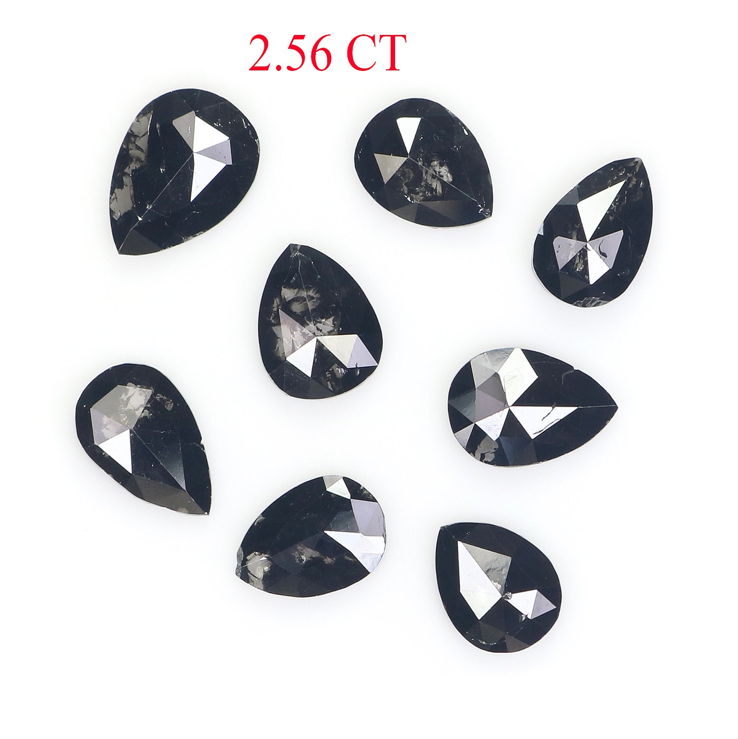 2.56 CT Natural Loose Pear Shape Diamond Black Color Pear Cut Diamond 5.20 MM Natural Loose Black Color Diamond Pear Rose Cut Diamond LQ1664