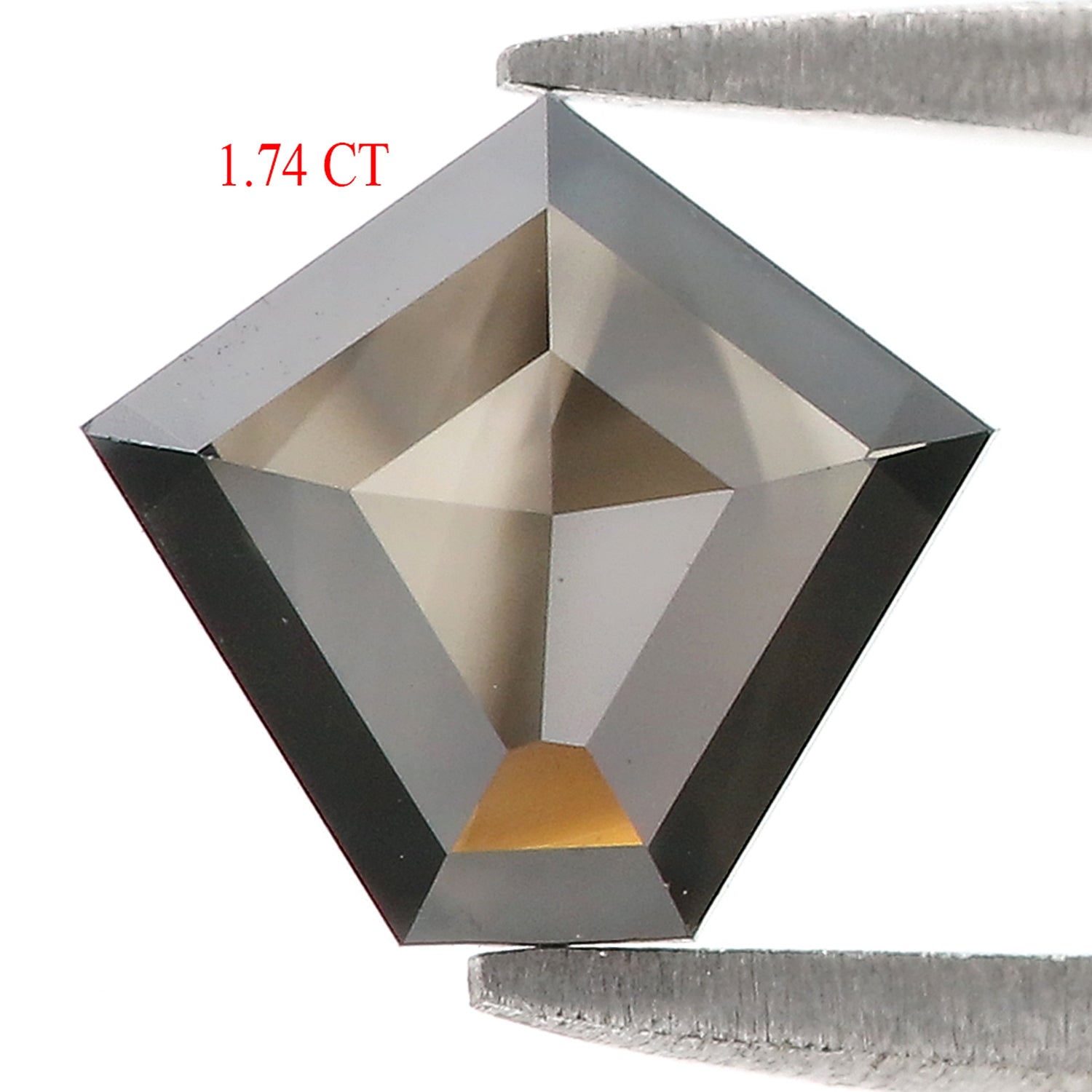 1.74 Ct IGI CERTIFIED Natural Loose Pentagon Cut Diamond Black Color Diamond 8.05 MM Natural Loose Diamond Pentagon Shape Diamond QL9381