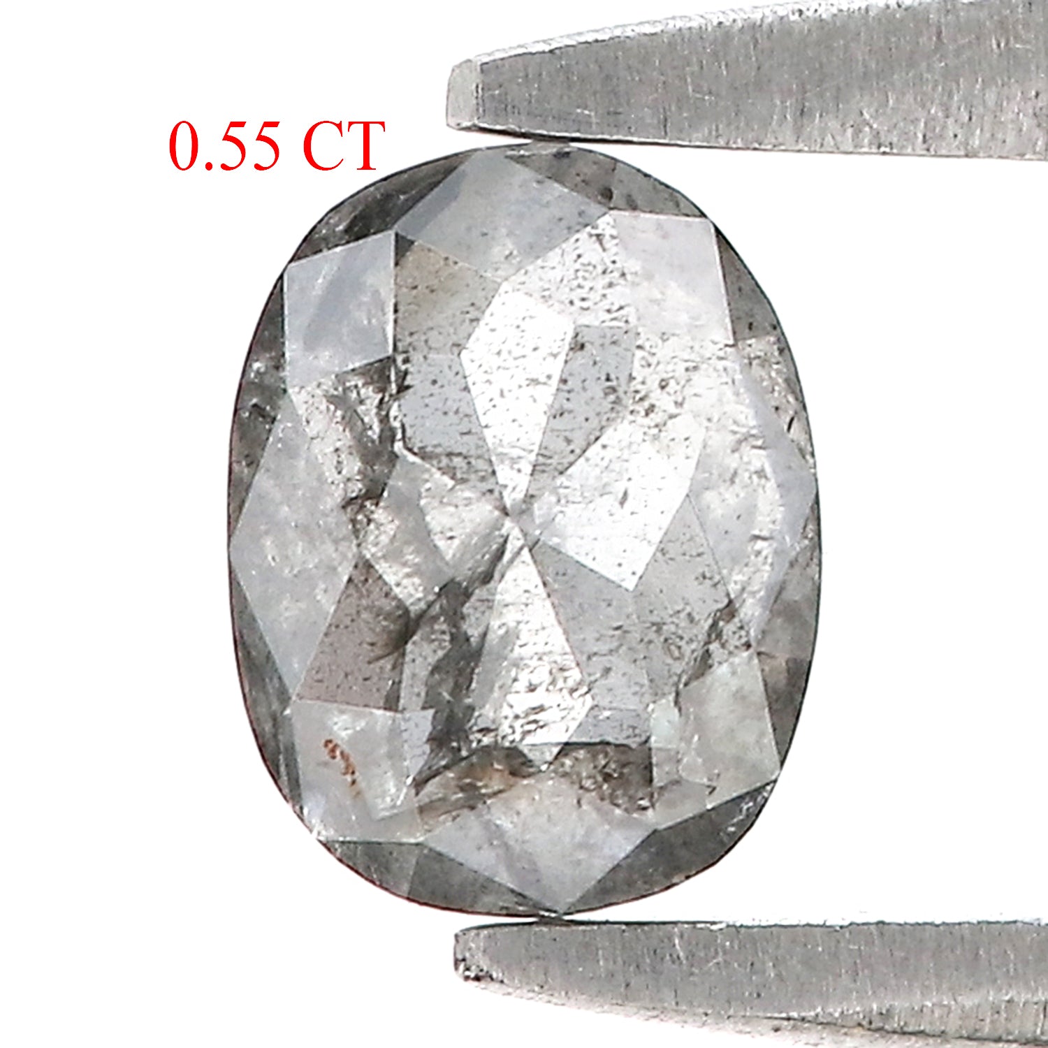 0.55 Ct Natural Loose Oval Shape Diamond Salt And Pepper Oval Diamond 5.45 MM Natural Diamond Black Grey Color Oval Rose Cut Diamond LQ2341