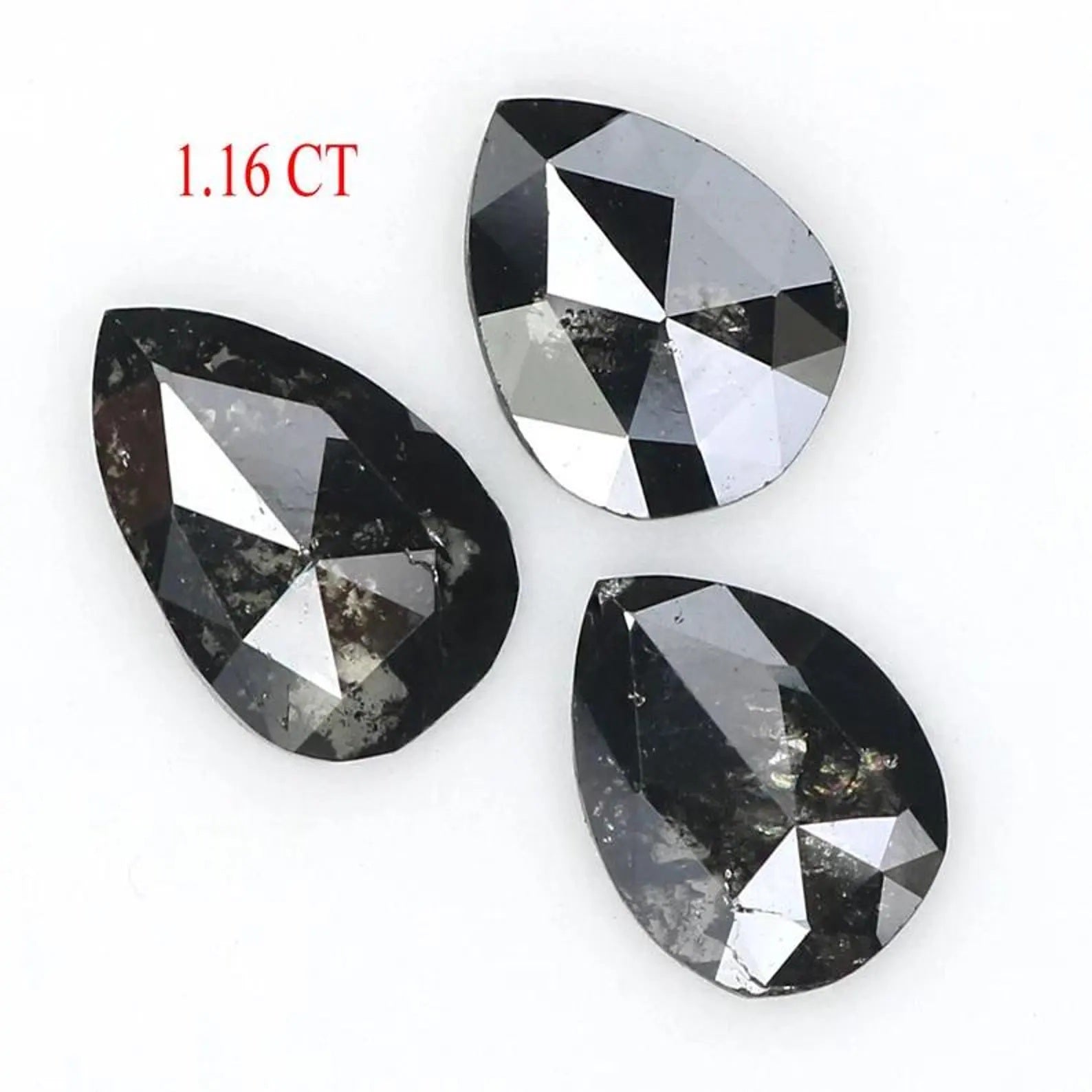 1.16 CT Natural Loose Pear Shape Diamond Black Color Pear Cut Diamond 6.15 MM Natural Loose Diamond Black Color Pear Rose Cut Diamond NQ1719