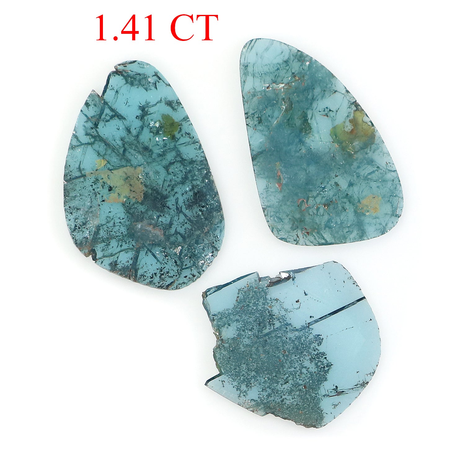 1.41 CT Natural Loose Slice Shape Diamond Blue Color Slice Cut Diamond 12.40 MM Natural Loose Blue Color Slice Irregular Cut Diamond LQ771