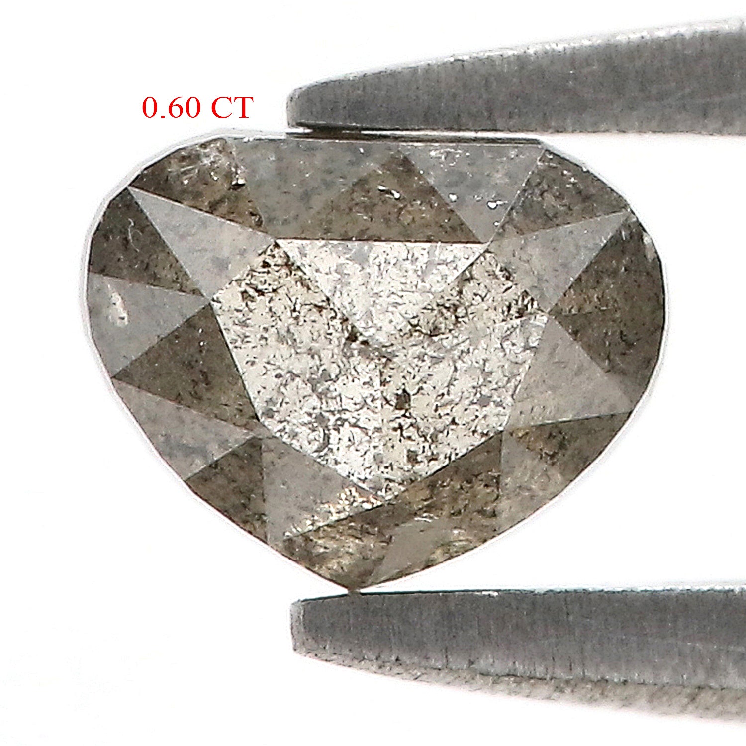 0.60 Ct Natural Loose Heart Shape Diamond Salt And Pepper Diamond 4.45 MM Natural Diamond Black Grey Color Heart Rose Cut Diamond QL6552