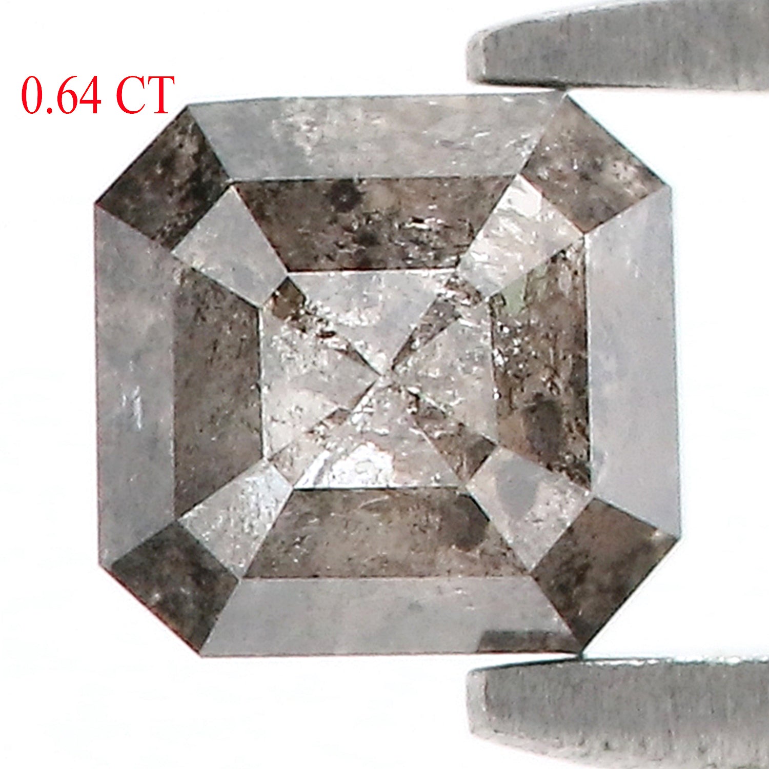 0.64 CT Natural Loose Emerald Shape Diamond Salt And Pepper Emerald Diamond 4.40 MM Natural Black Grey Color Emerald Rose Cut Diamond LQ5078