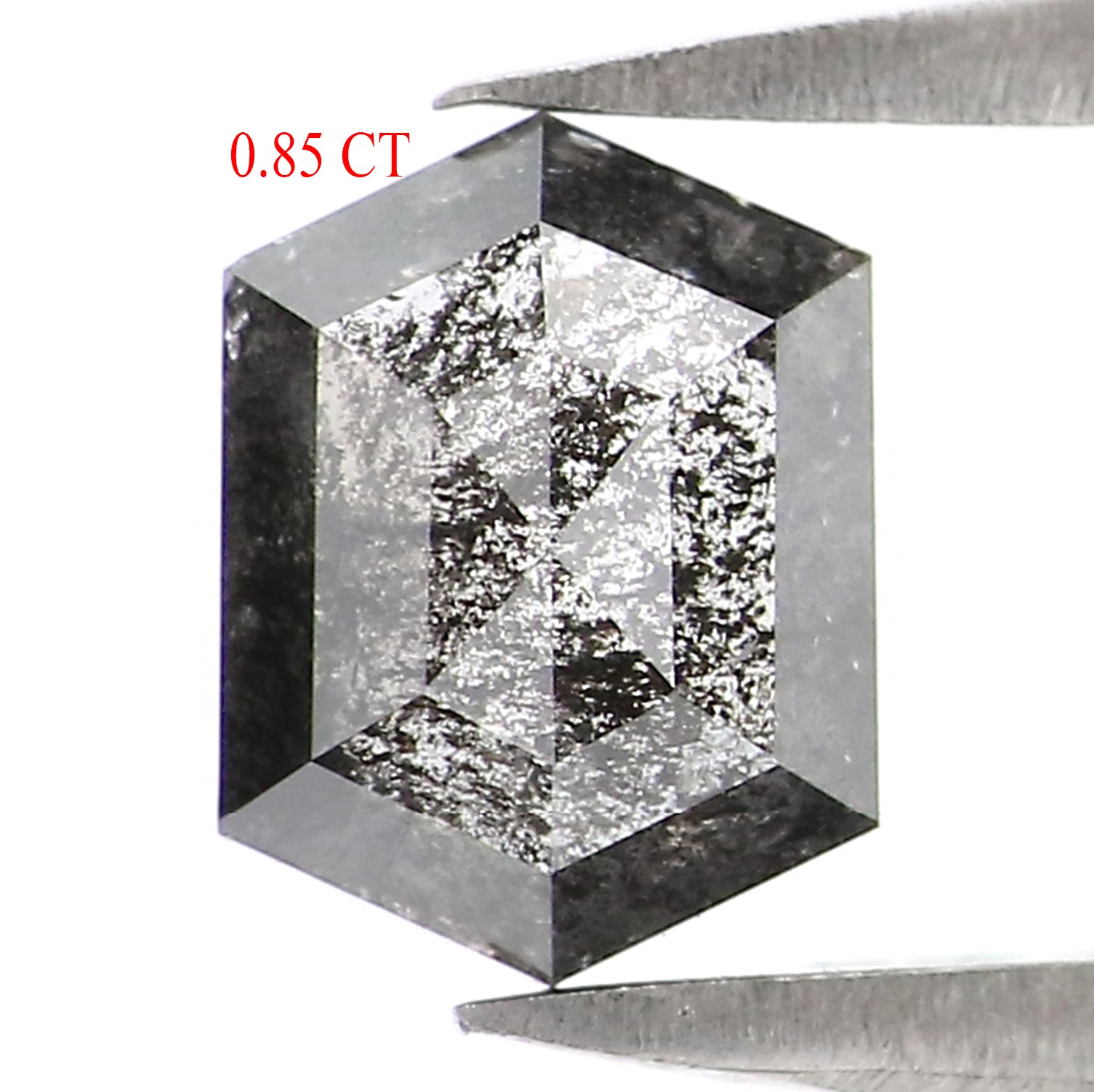 0.85 CT Natural Loose Hexagon Shape Diamond Salt And Pepper Hexagon Diamond 6.60 MM Black Grey Color Hexagon Shape Rose Cut Diamond LQ2966