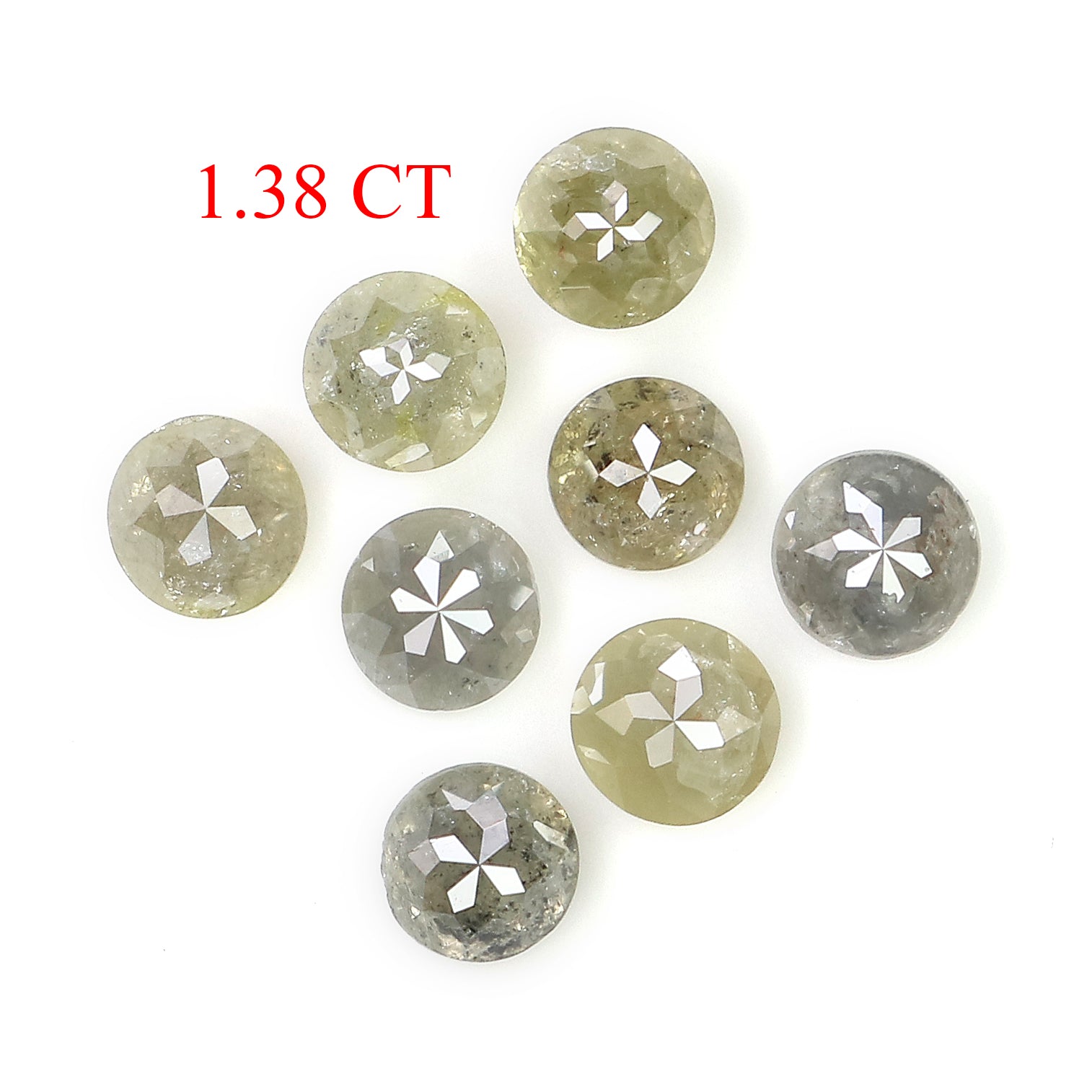 1.38 CT Natural Loose Round Rose Cut Diamond Grey Color Round Shape Diamond 3.10 MM Natural Loose Yellow Color Round Rose Cut Diamond LQ1733