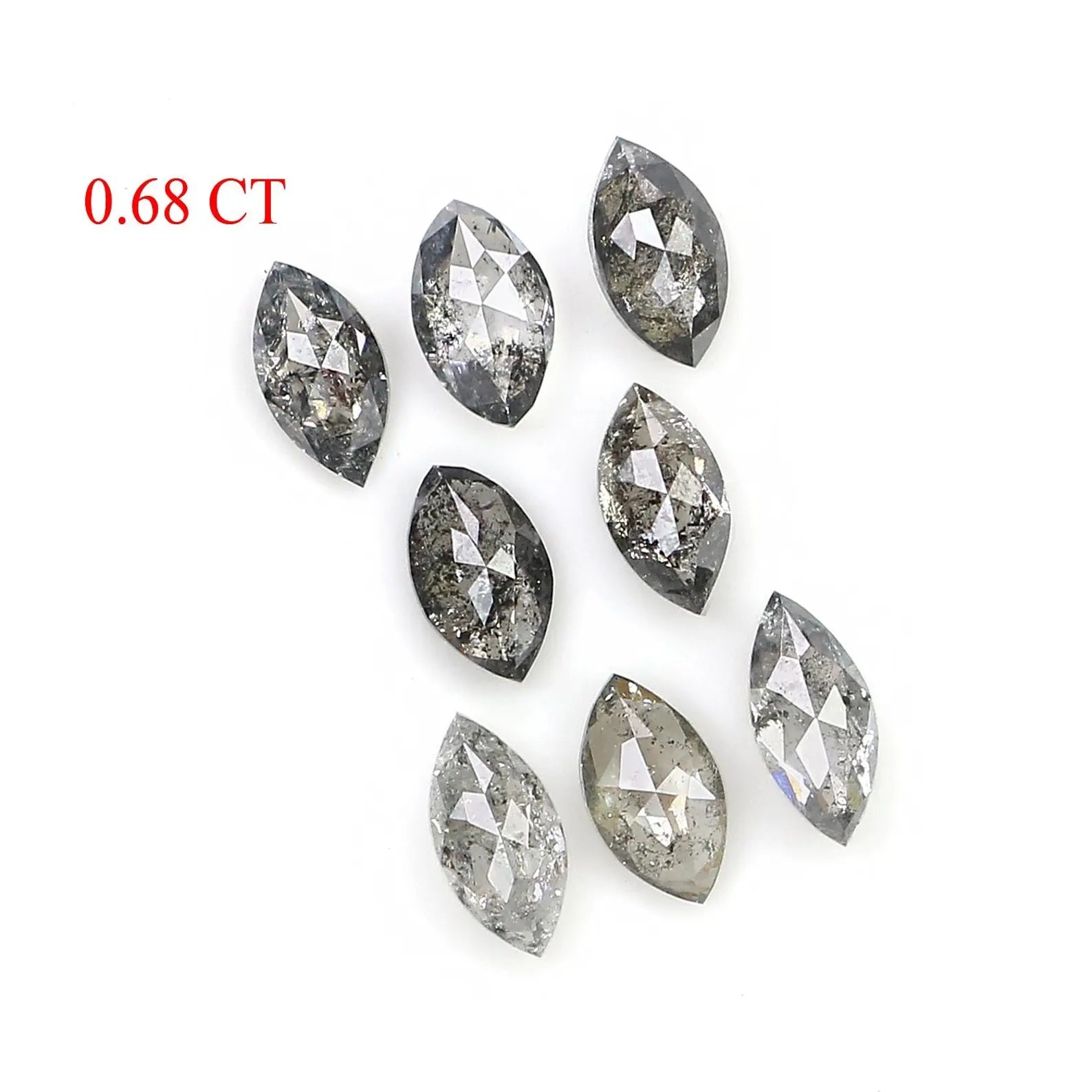 0.68 CT Natural Loose Marquise Shape Diamond Salt And Pepper Marquise Diamond 3.70 MM Black Grey Color Marquise Rose Cut Diamond NQ1603