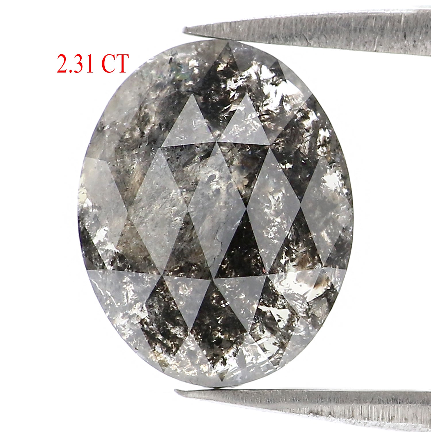 2.31 CT Natural Loose Oval Shape Diamond Salt And Pepper Oval Shape Diamond 10.05 MM Natural Black Grey Color Oval Rose Cut Diamond LQ2937