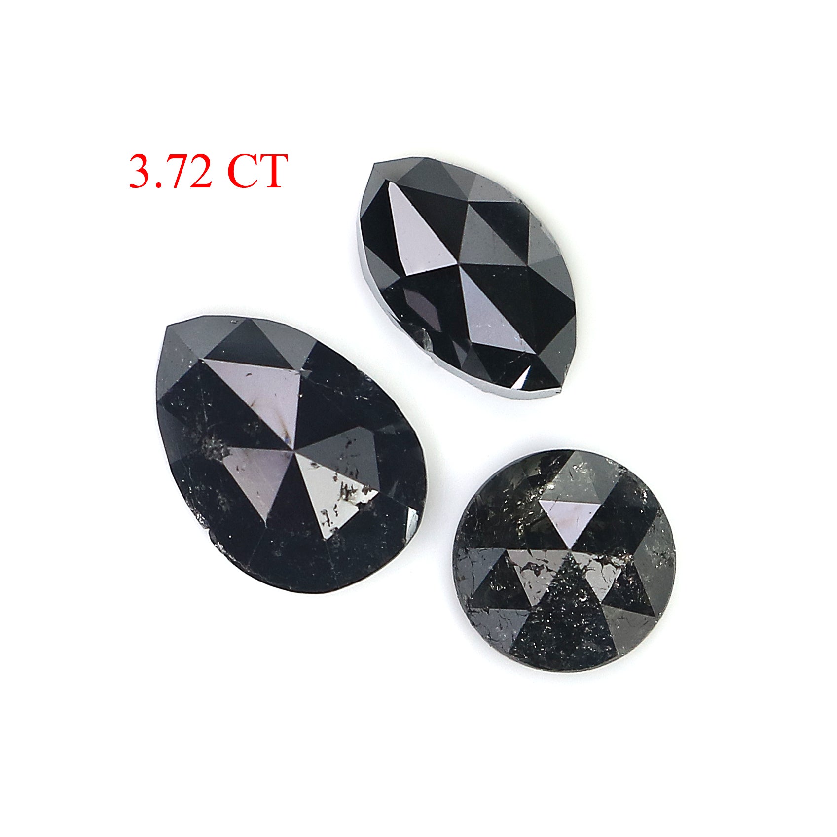 3.72 CT Natural Loose Mix Shape Diamond Black Color Mix Shape Diamond 6.30 MM Natural Loose Black Color Mix Shape Rose Cut Diamond LQ1728